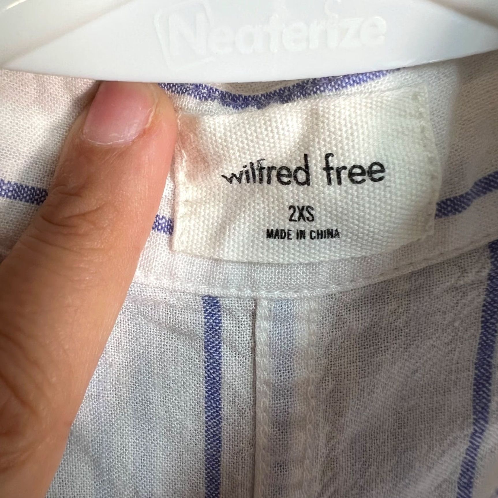 Vintage WILFRED FREE Womens Striped Button-Up Shirt 2XS Long Sleeve White Size XXS / US 00 / IT 34 - 3 Thumbnail