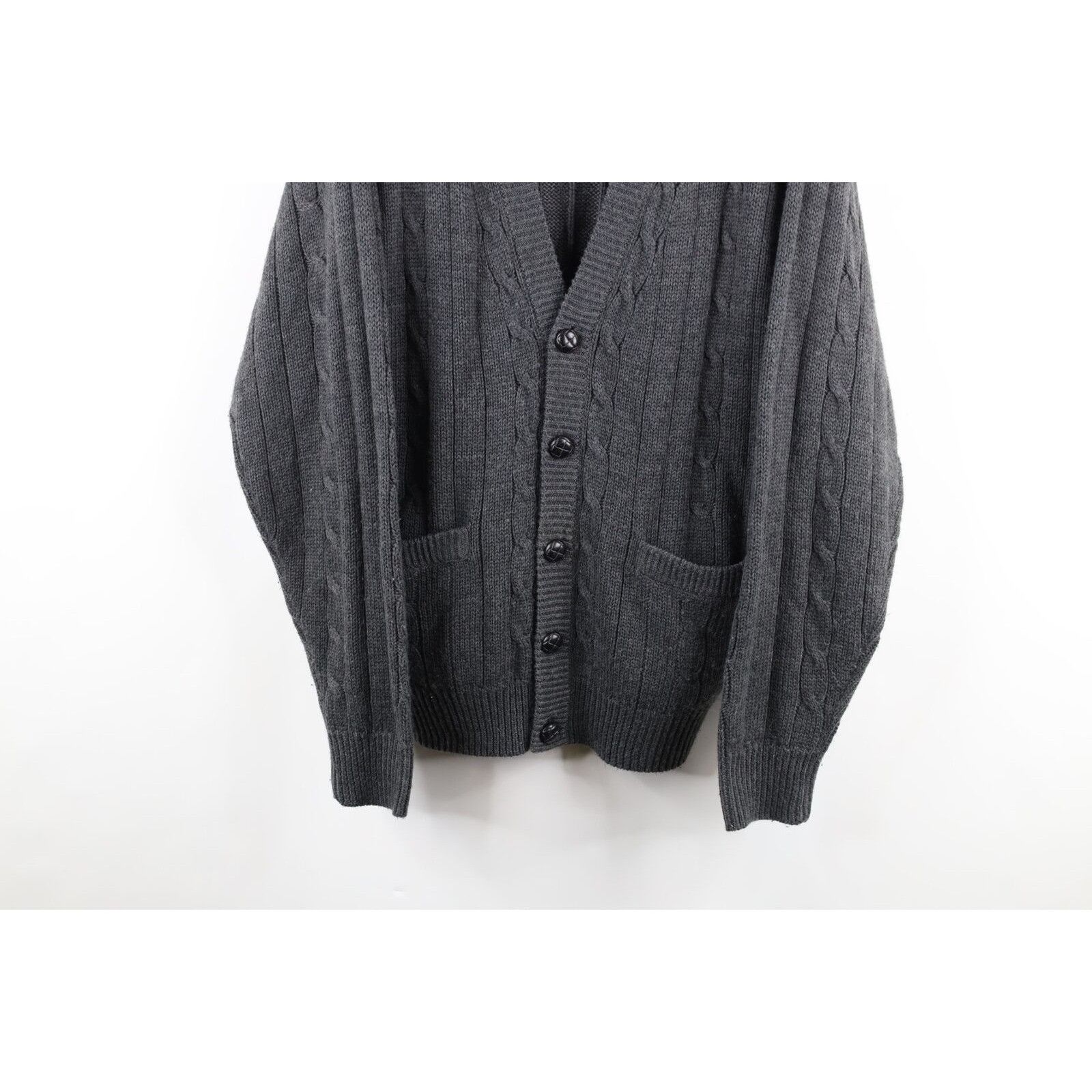 Vintage Vintage 90s Cable Knit Kurt Cobain Cardigan Sweater Size US L / EU 52-54 / 3 - 3 Thumbnail
