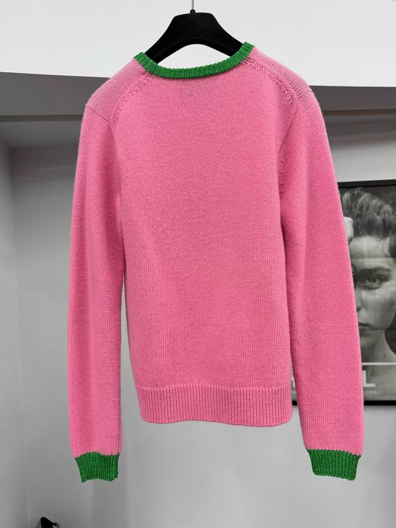 Gucci Gucci Pink and green tiger head knitted sweater Size M / US 6-8 / IT 42-44 - 2 Thumbnail