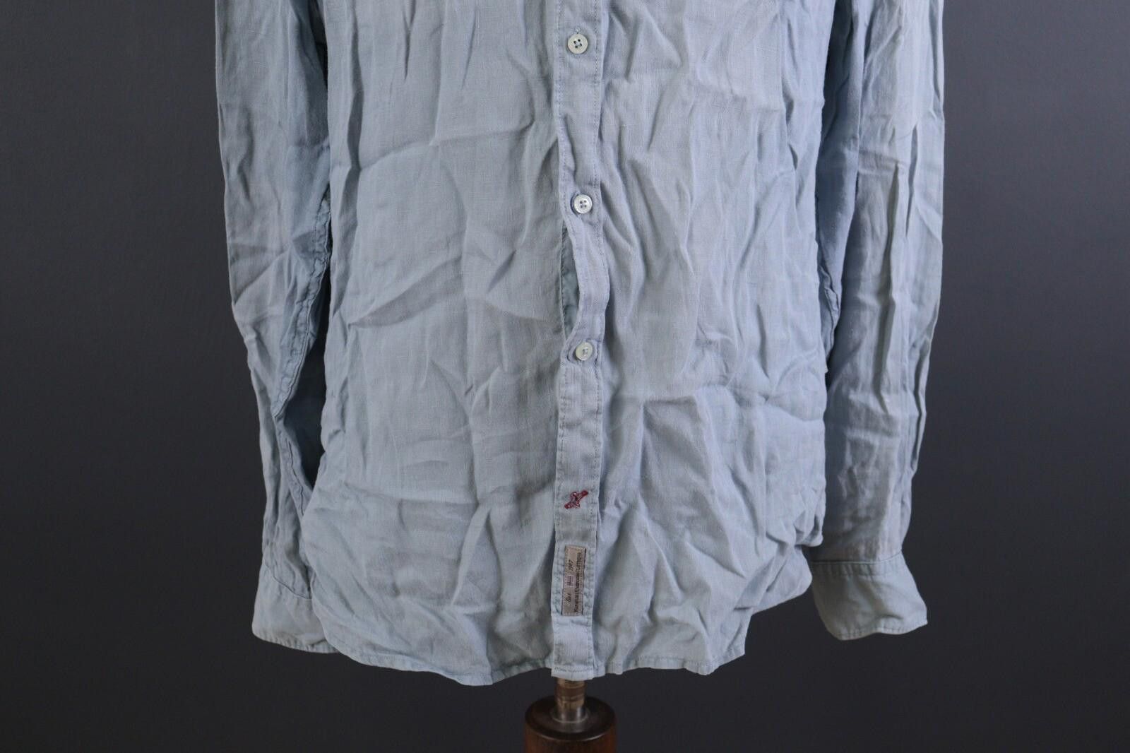 Napapijri Napapijri Slim Linen Blue Button Down Shirt Size XL Size US XL / EU 56 / 4 - 3 Thumbnail