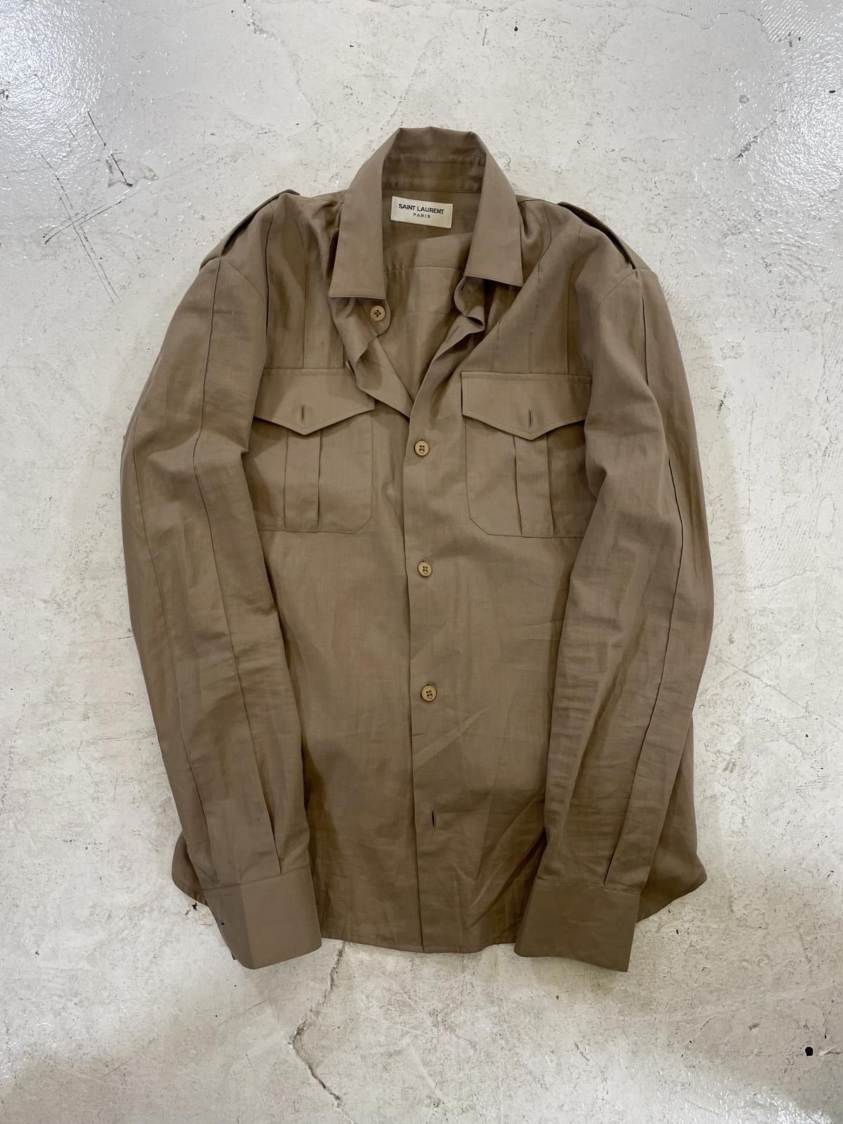 Saint Laurent Paris Saint Laurent tan button up Size US S / EU 44-46 / 1 - 1 Thumbnail