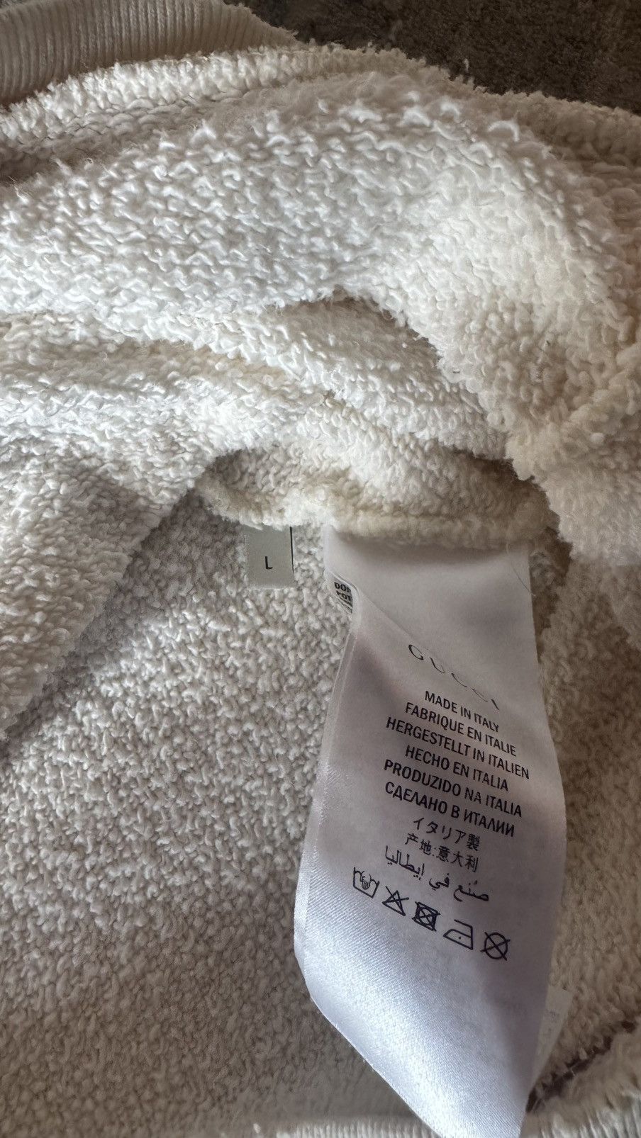 Gucci Gucci Box Logo Distressed Cream Hoodie Size US L / EU 52-54 / 3 - 5 Thumbnail