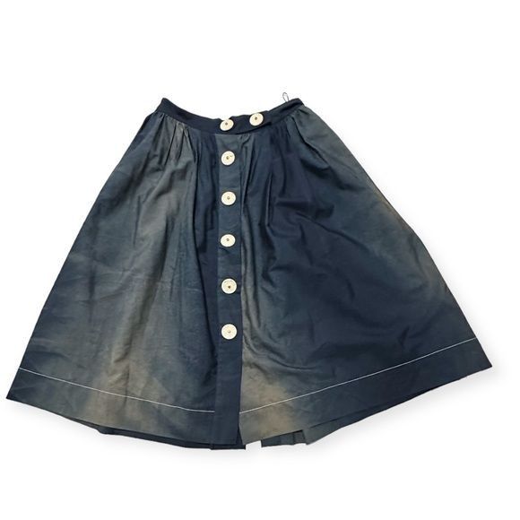 image of Prada Blue Cotton Midi Skirt With Oversized Button Detail, S, Women's (Size 30)