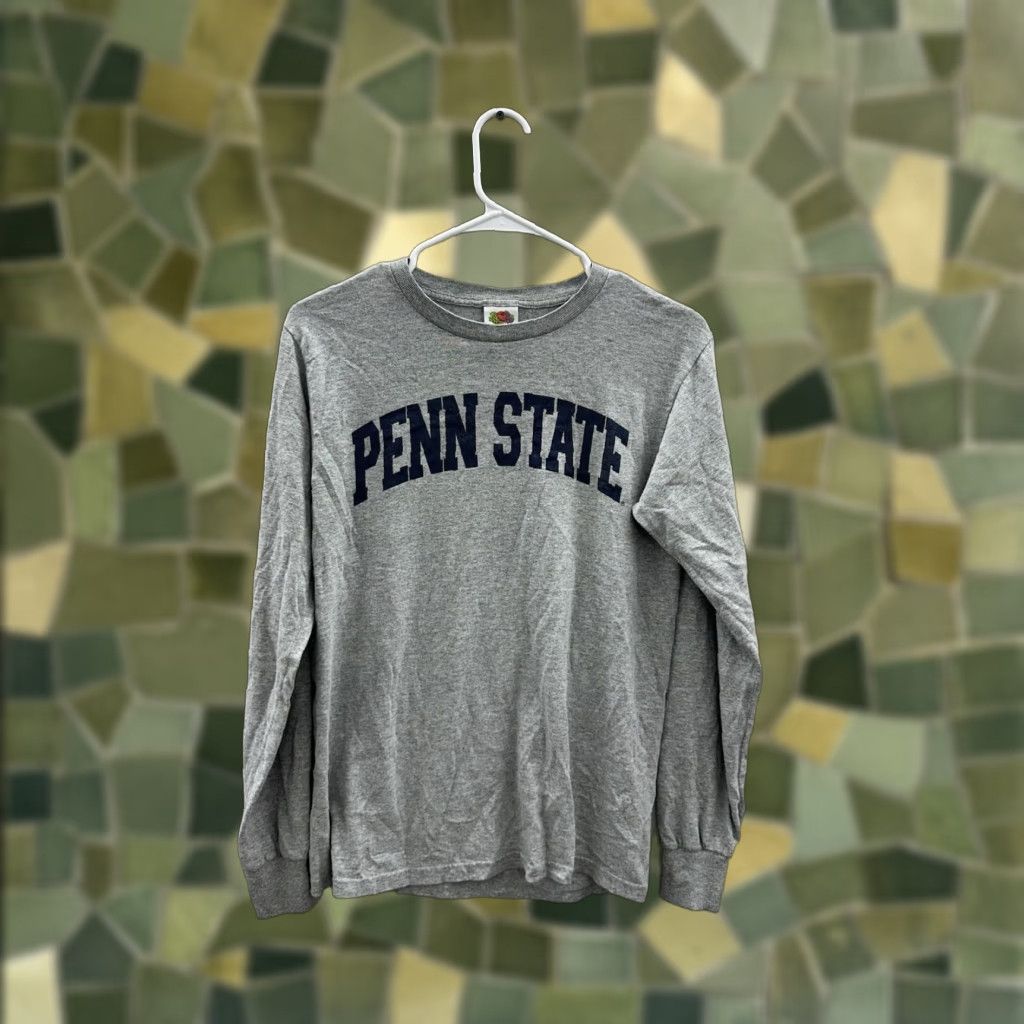 Fruit Of The Loom Fruit of the Loom Long Sleeve T-Shirt Gray Penn State Logo Size Small Unisex Adults Crew Neck 90s Sports University Logo Shirt Size US S / EU 44-46 / 1 - 1 Thumbnail