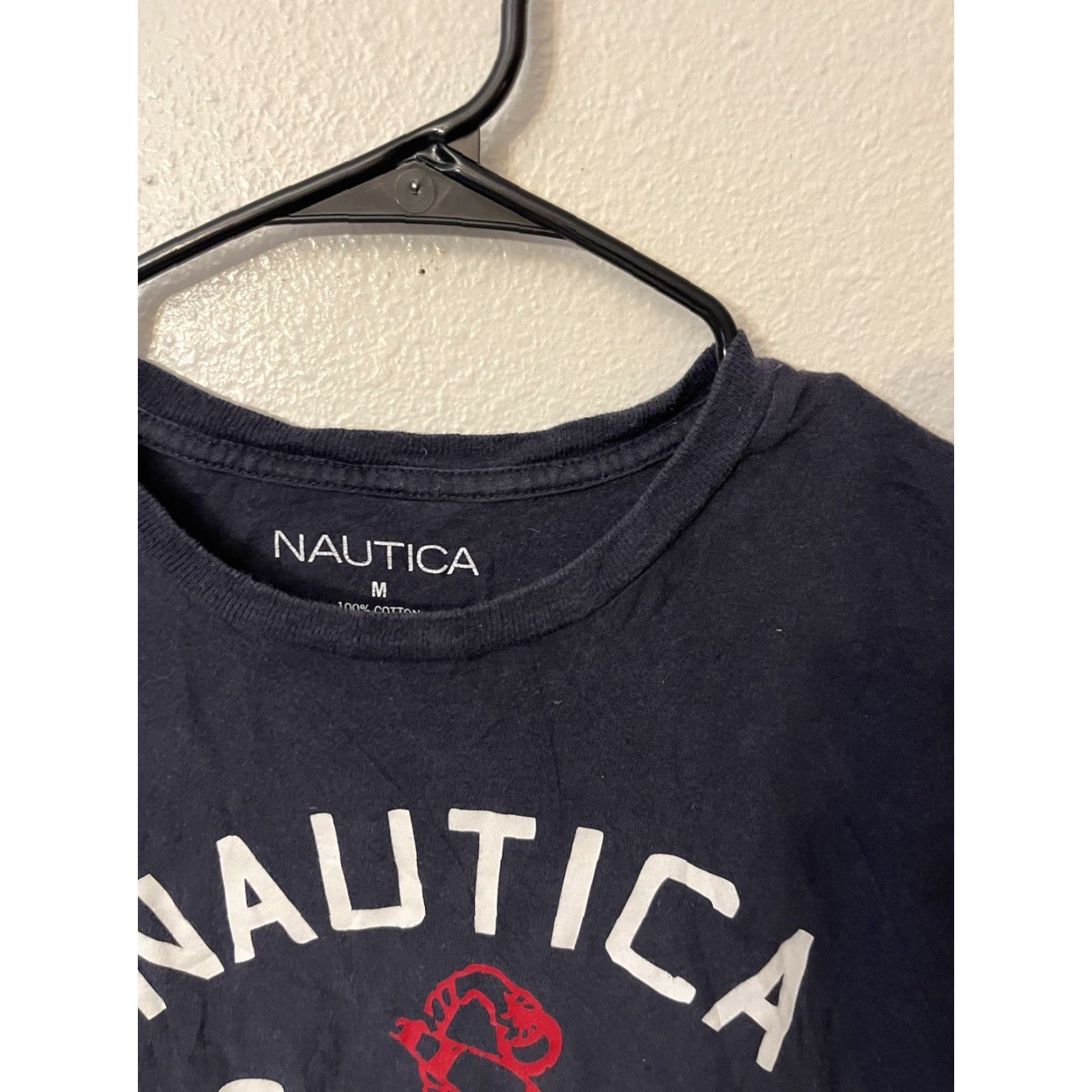 Nautica VINTAGE Nautica T-Shirt Crew Neck Logo Sailboat Navy Blue Men's Medium Red 90s Football? Size US M / EU 48-50 / 2 - 3 Thumbnail