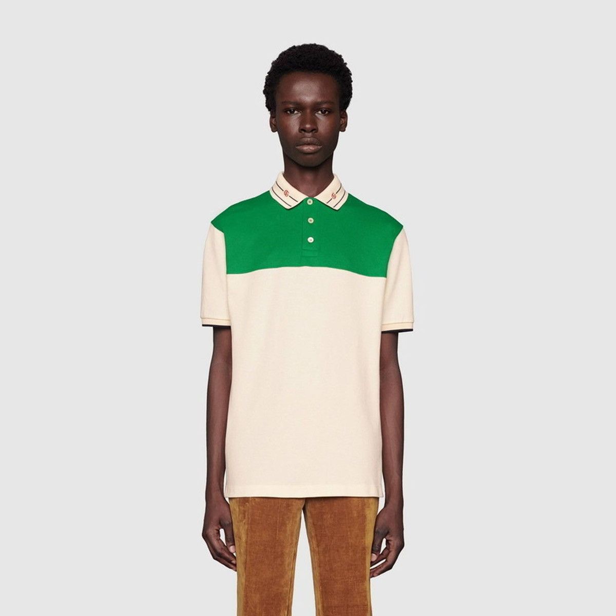 Gucci Gucci "Bone Green" Cotton Polo Shirt Size US XS / EU 42 / 0 - 1 Thumbnail