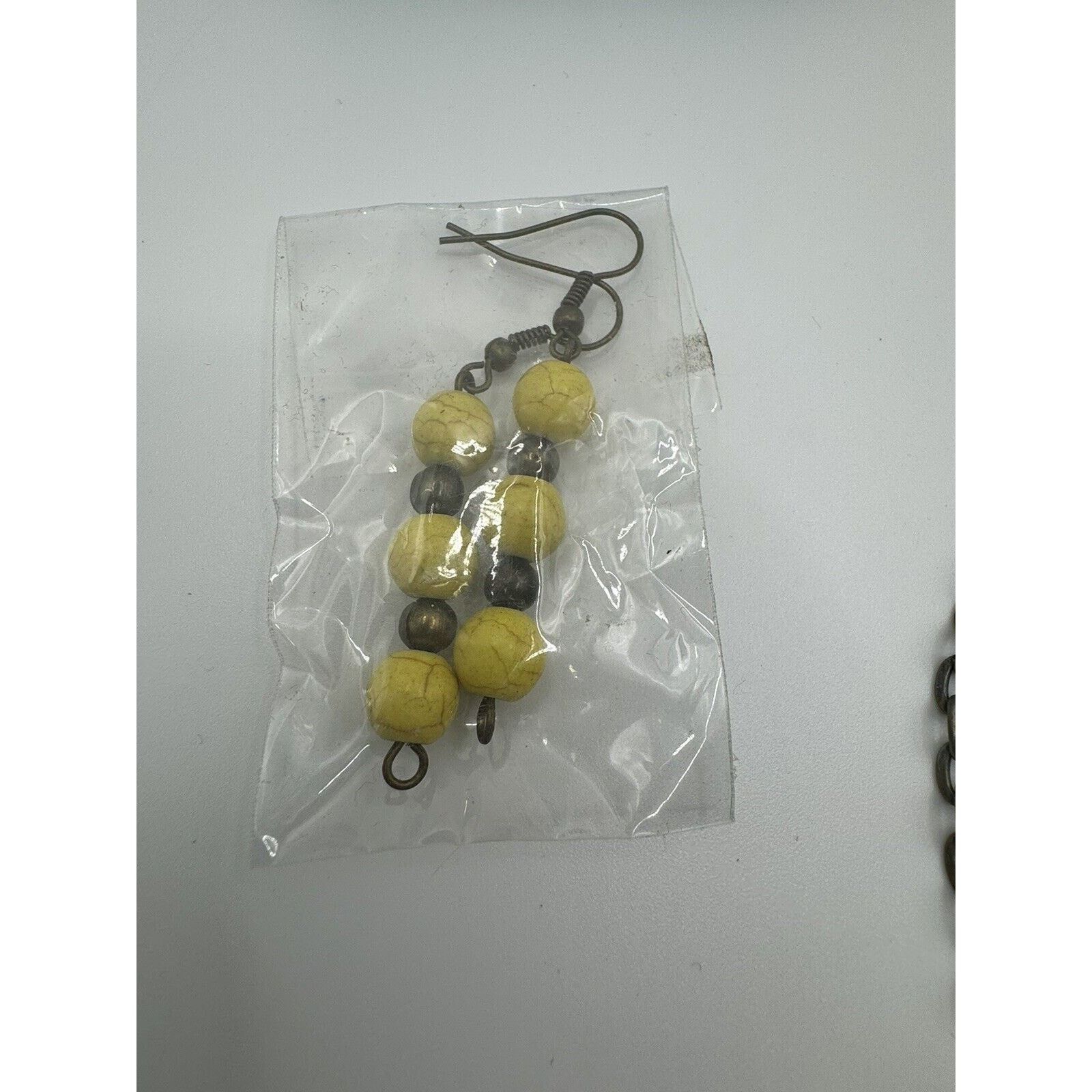 The Unbranded Brand Vintage Yellow Beaded Necklace Tree And Butterfly & Earrings Size ONE SIZE - 4 Thumbnail