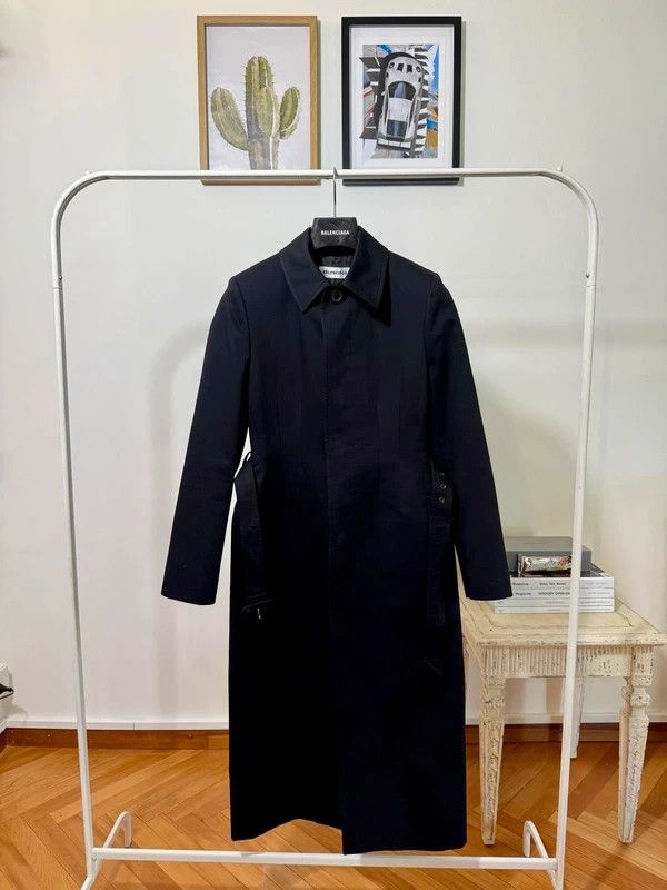 Balenciaga Balenciaga 2018 Black Cotton Hip Belted Spring Coat Size XS / US 0-2 / IT 36-38 - 1 Thumbnail