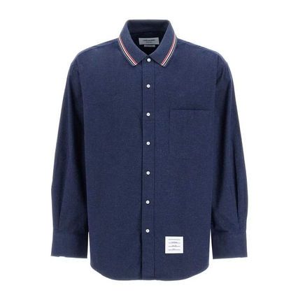 Thom Browne o1s22i1n1224 Oversized Flannel Shirt in Blue Size US M / EU 48-50 / 2 - 1 Preview