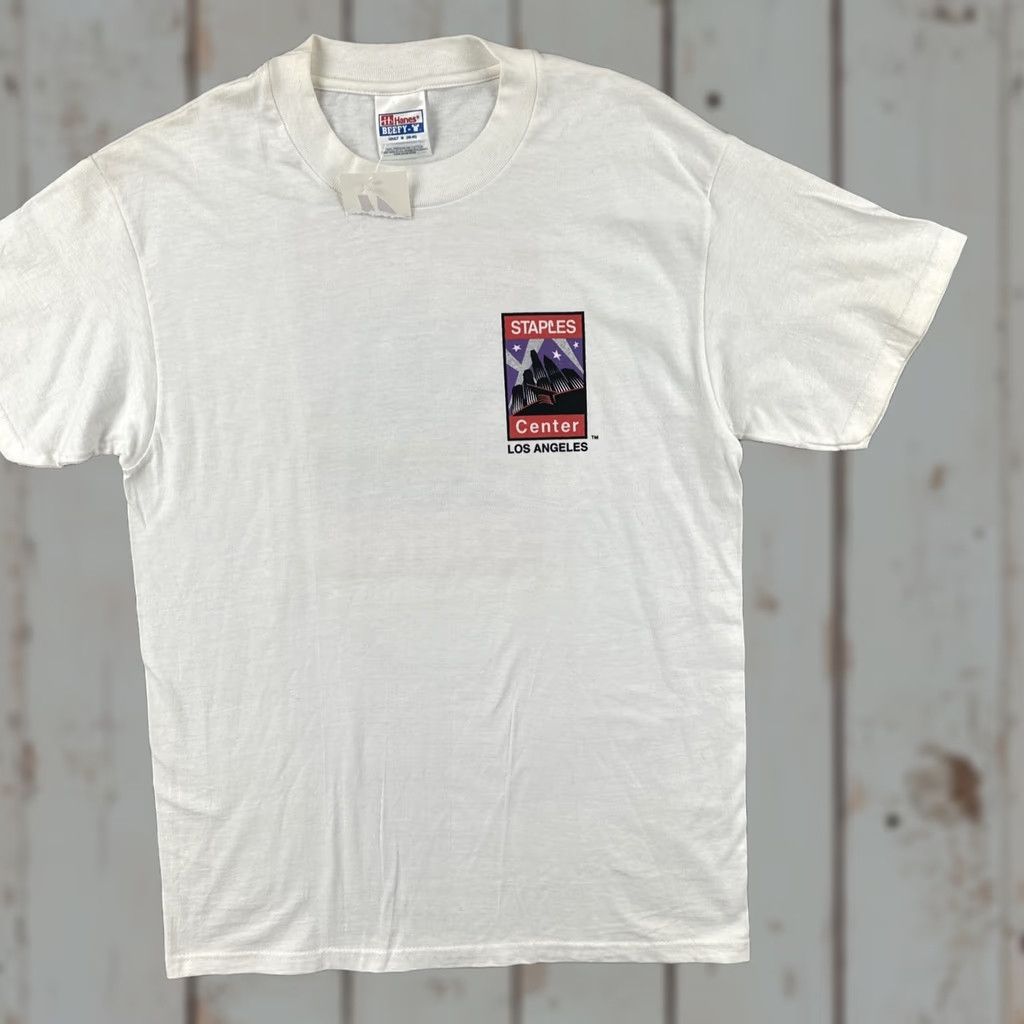 Hanes VINTAGE Hanes Beefy-T Large White T Shirt Los Angeles California Staples Center NWT Mens L White 90s California Sports Shirt Size US L / EU 52-54 / 3 - 1 Thumbnail