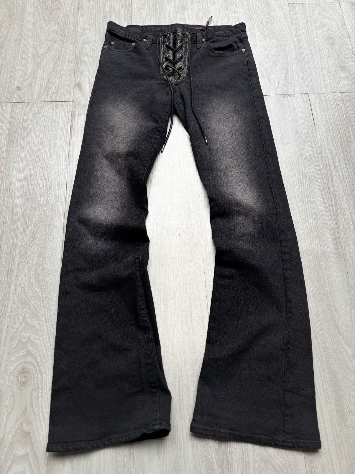 Japanese Brand AG lace up flare jeans Size US 27 - 1 Thumbnail