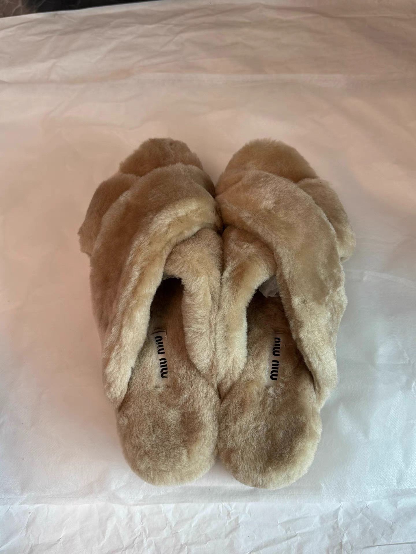 Miu Miu MiuMiu Shearling Fur Slides with Espadrille Platform K6 Size US 7.5 / IT 37.5 - 4 Thumbnail