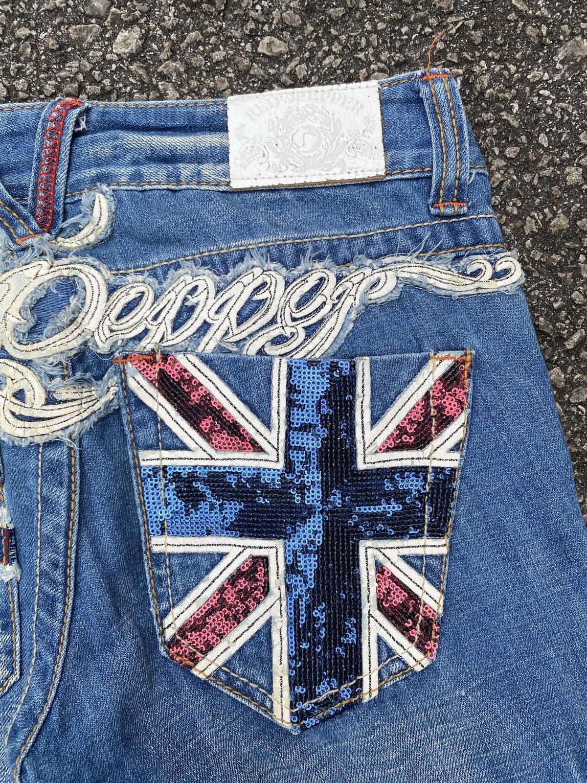 Japanese Brand Red Pepper Low Rise Faded Blue Back Logo Flare Jeans Size US 30 / EU 46 - 12 Thumbnail