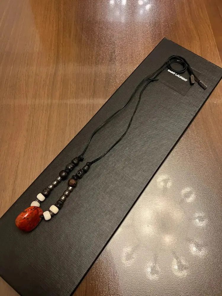 Saint Laurent Paris 15SS Red Agate Necklace