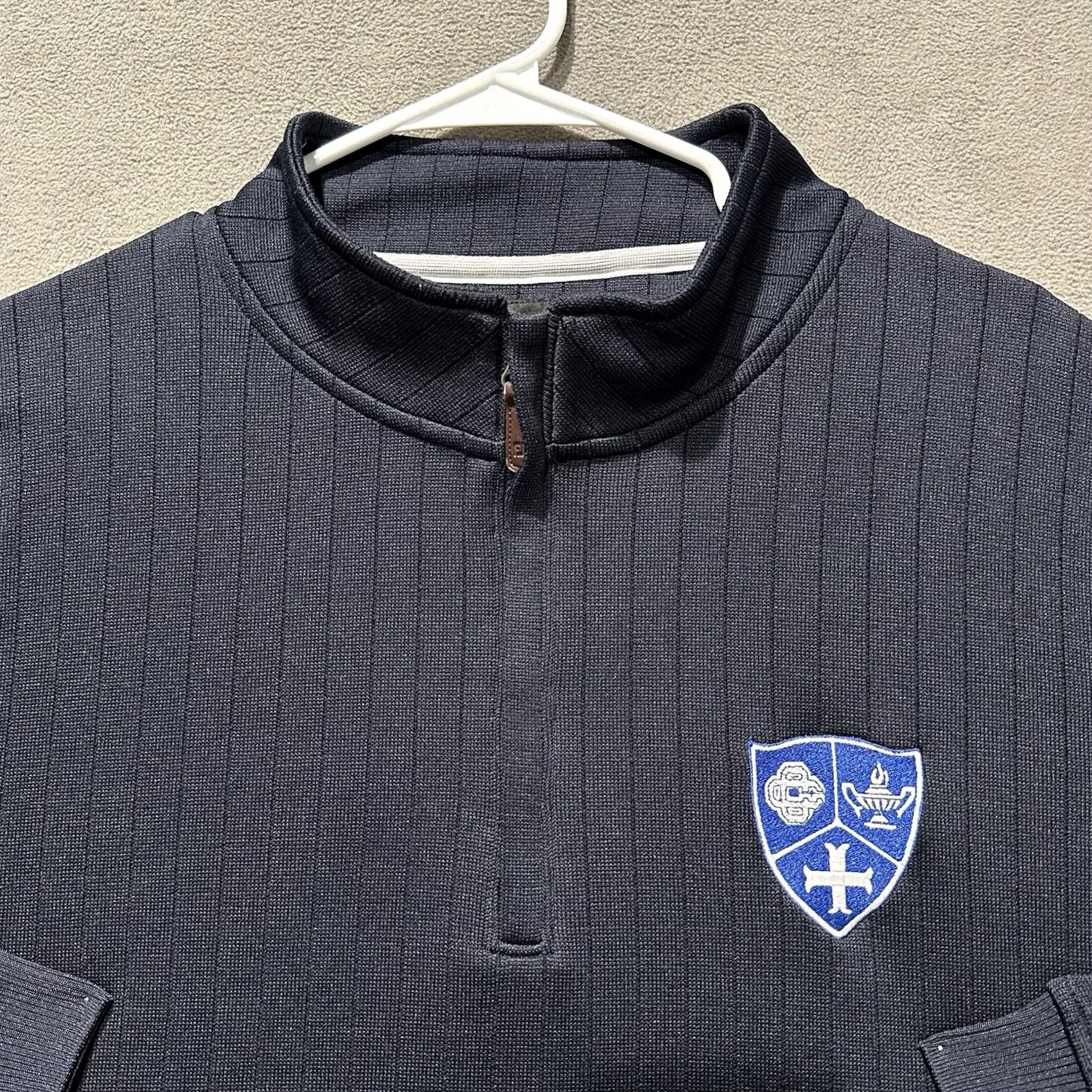 Footjoy FootJoy Pullover Mens XL Blue 1/4 Zip Golf Performance Solid Sweater Shirt Winter Fall Spring Alabama? Size US XL / EU 56 / 4 - 4 Thumbnail