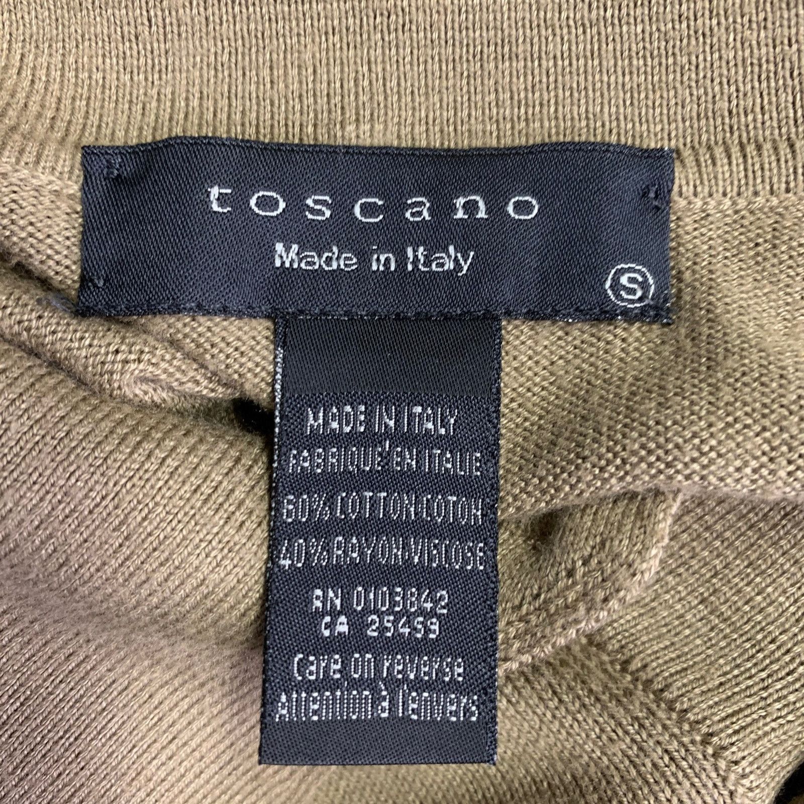 Toscano TOSCANO Size S Khaki Cotton Blend Long Sleeve Polo Pullover Size US S / EU 44-46 / 1 - 5 Thumbnail