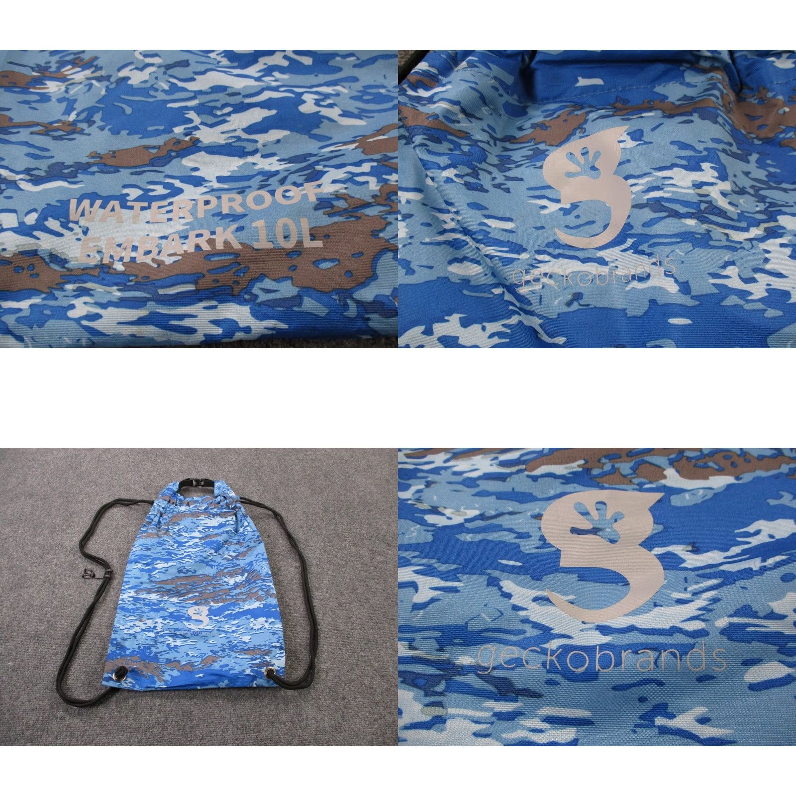 Vintage Geckobrands Waterproof Bag Embark Dry 10L Roll Top Buckle Drawstring Backpack Unisex Medium Camouflage Blue Nylon Backpack Mens Womens Size US M / EU 48-50 / 2 - 8 Thumbnail