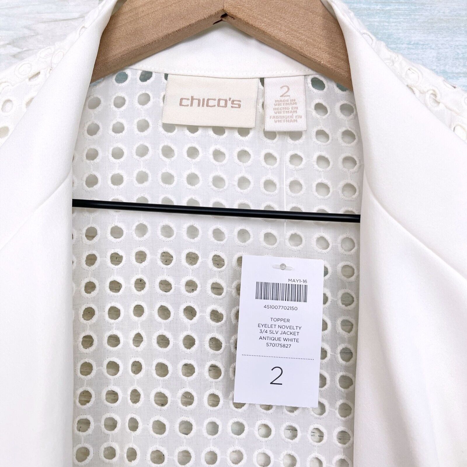 Chicos Chicos Eyelet Novelty Duster Jacket White 3/4 Large 2 Size L / US 10 / IT 46 - 8 Thumbnail