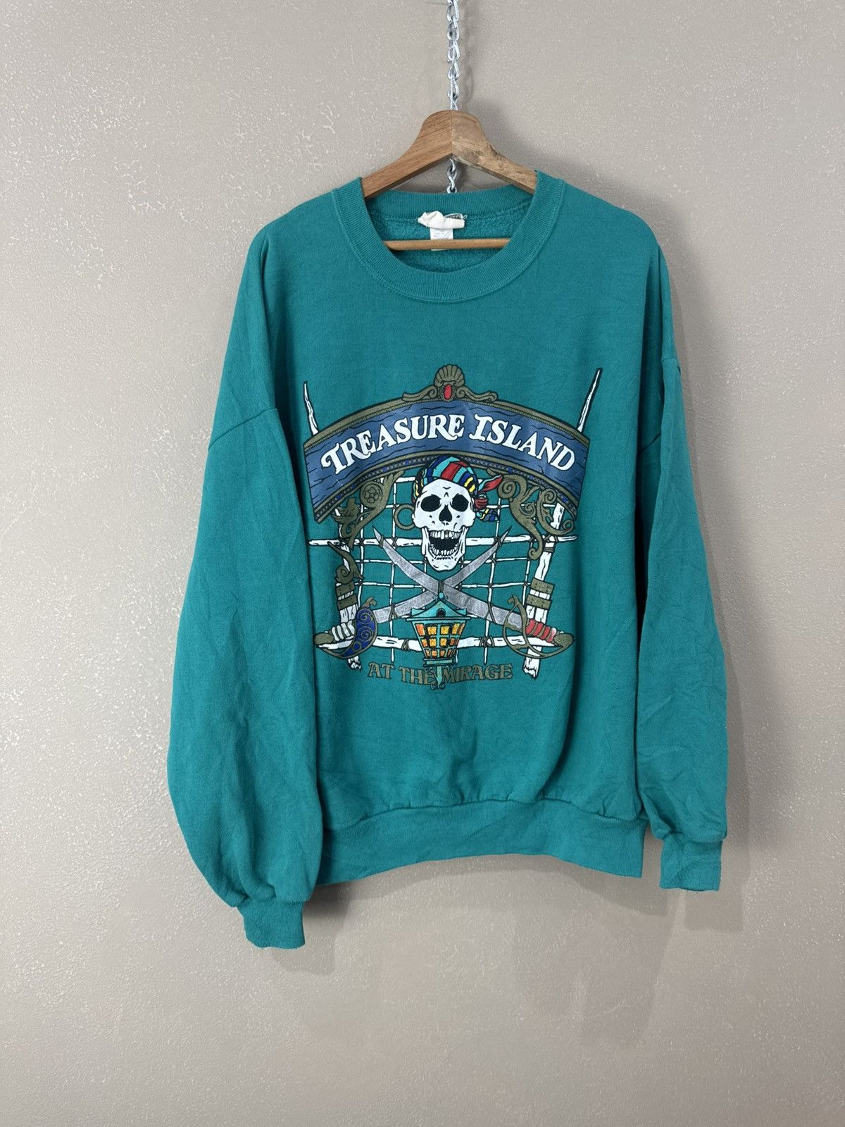 Jerzees Vintage 90s “Treasure Island” Boxy Green sweatshirt Size US XXL / EU 58 / 5 - 1 Thumbnail