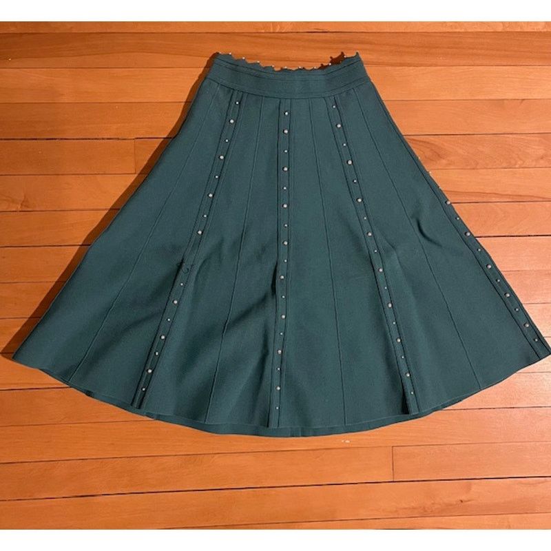 Sandro Sandro Green Skirt with Pearls - Small Size 26" / US 2 / IT 38 - 2 Thumbnail