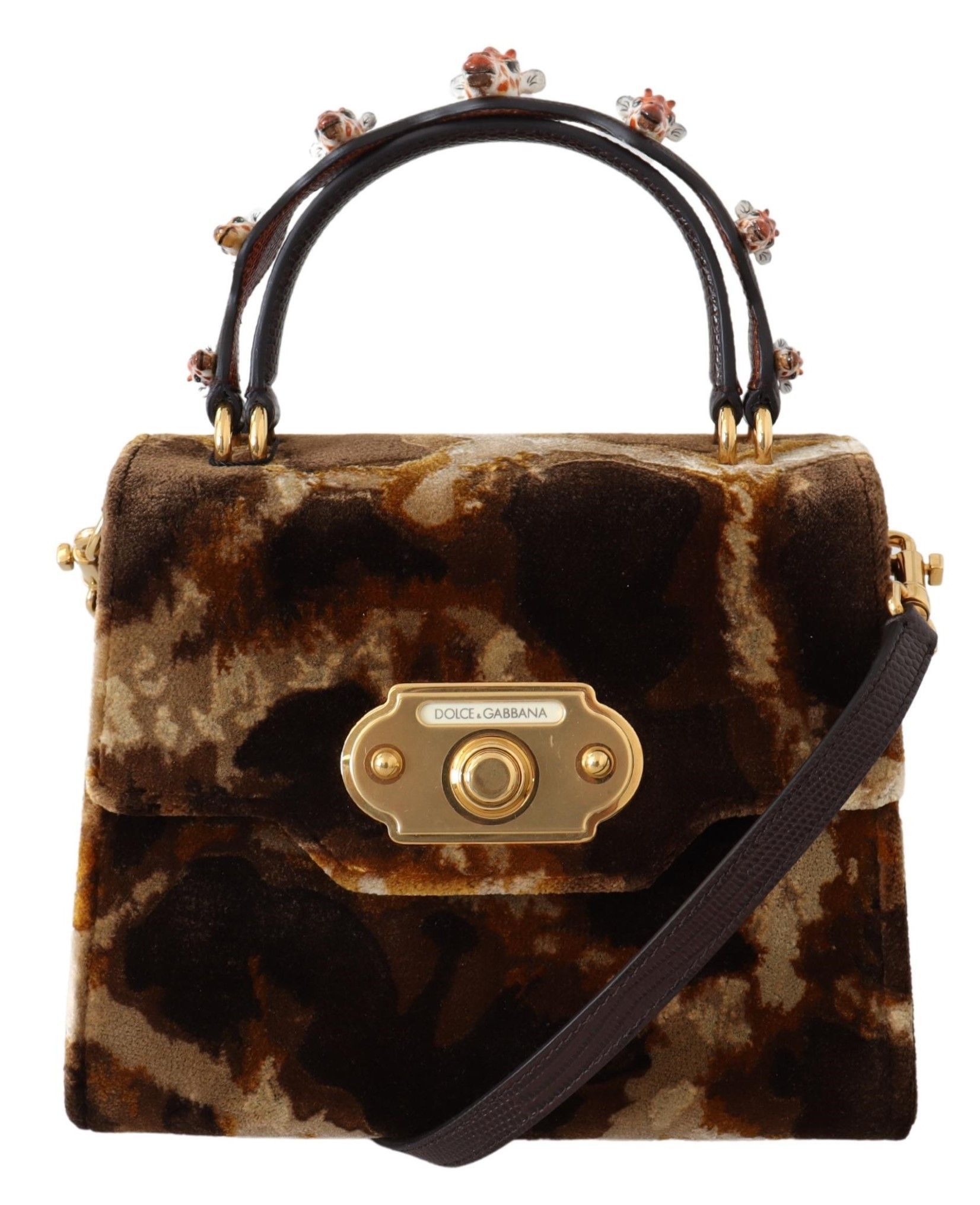 Dolce & Gabbana Elegant Giraffe Pattern Welcome Bag with Gold Women's Size ONE SIZE - 1 Thumbnail