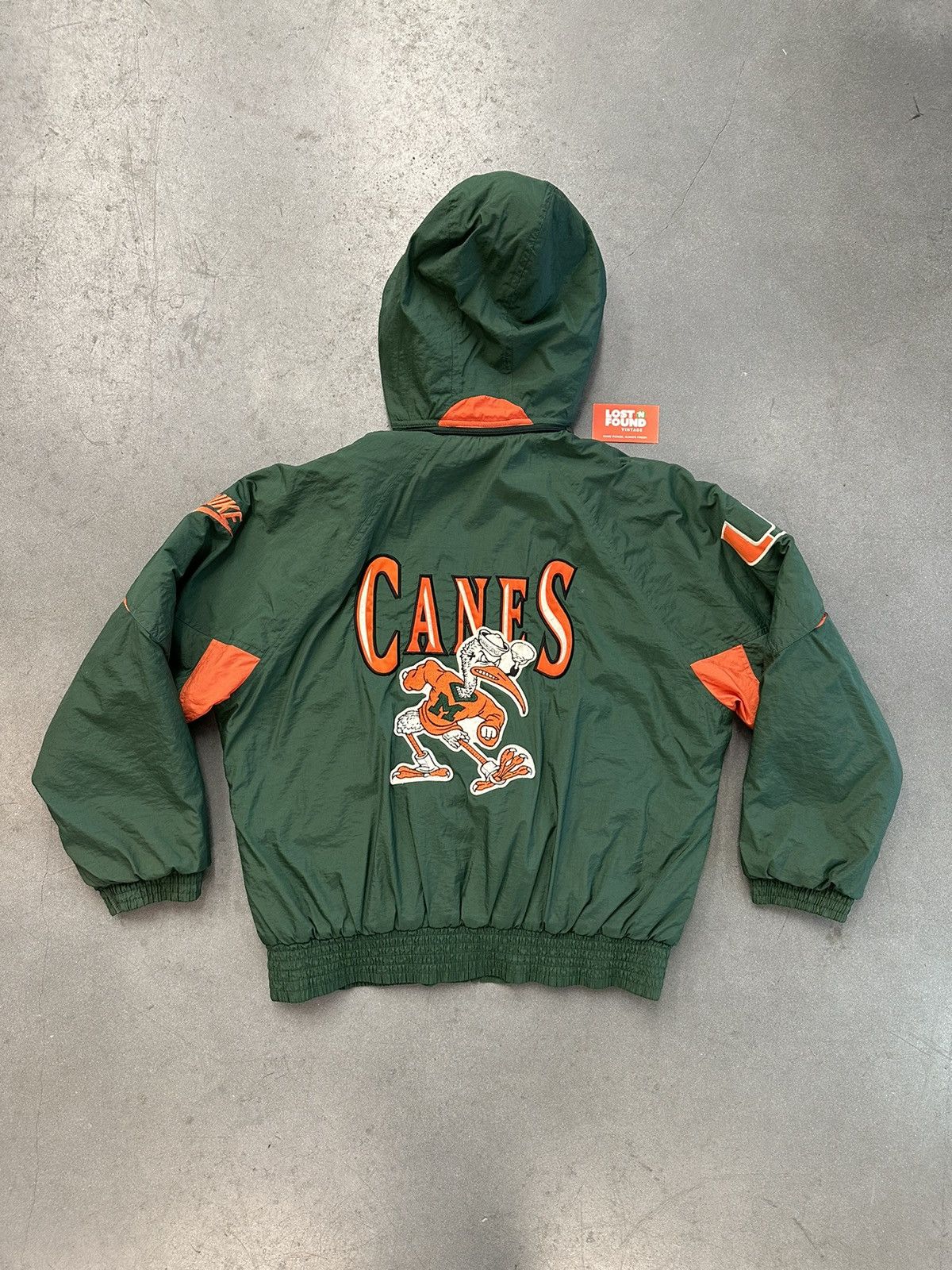 image of ‘90S Vintage Nike NCAA University Of Miami Sebastian Puffer in Green, Men's (Size Large)