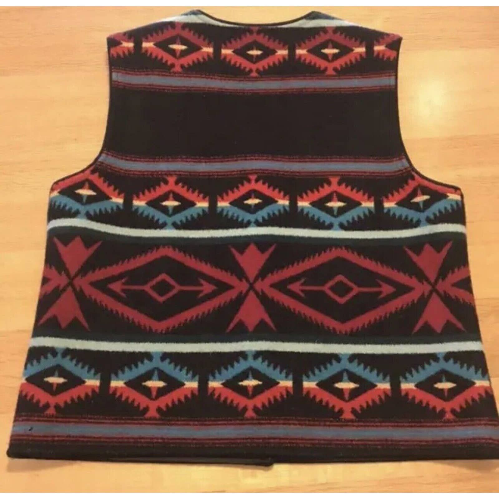 image of Pendleton Southwestern Native Pattern Vest Wool Cotton Blend in Black, Men's (Size XS)