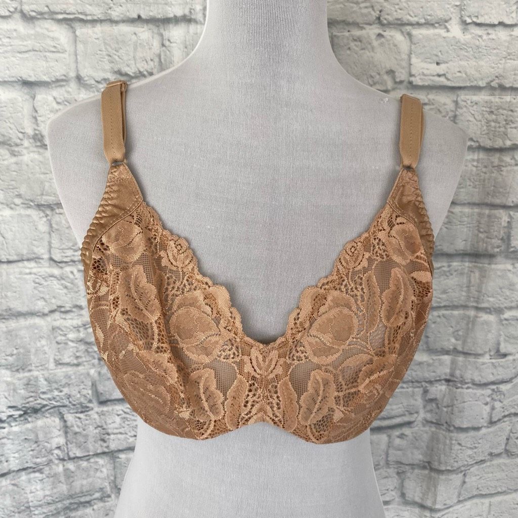 Other Olga women 38D underwire push up lace bra w/3 hook back closure tan Size ONE SIZE - 1 Thumbnail