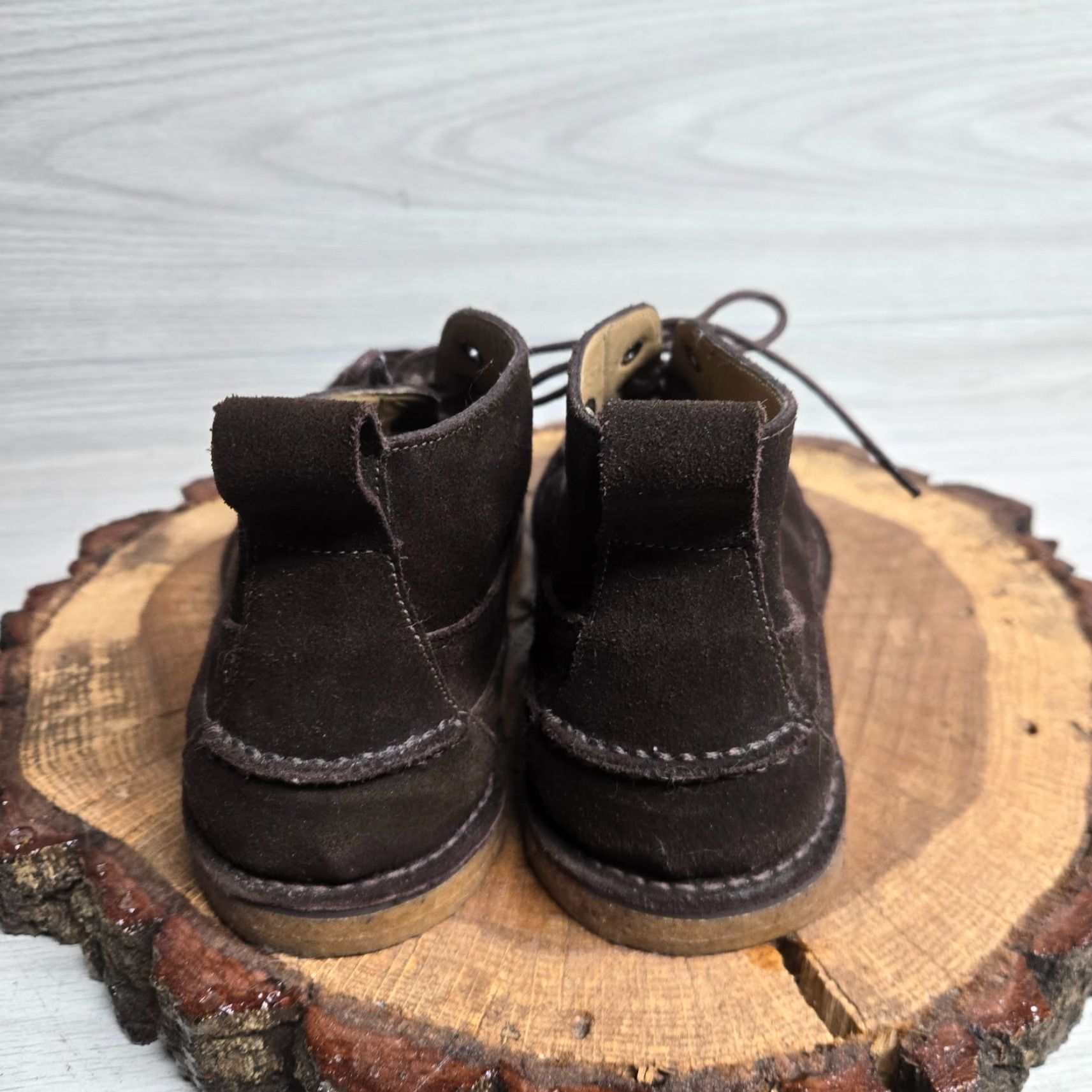 Vintage L.L.Bean Stitch Out Chukka Men’s 9.5 D Dark Brown Suede Boots 281087 Brown Leather Suede Casual Mens Shoes Size US 9.5 / EU 42-43 - 4 Thumbnail