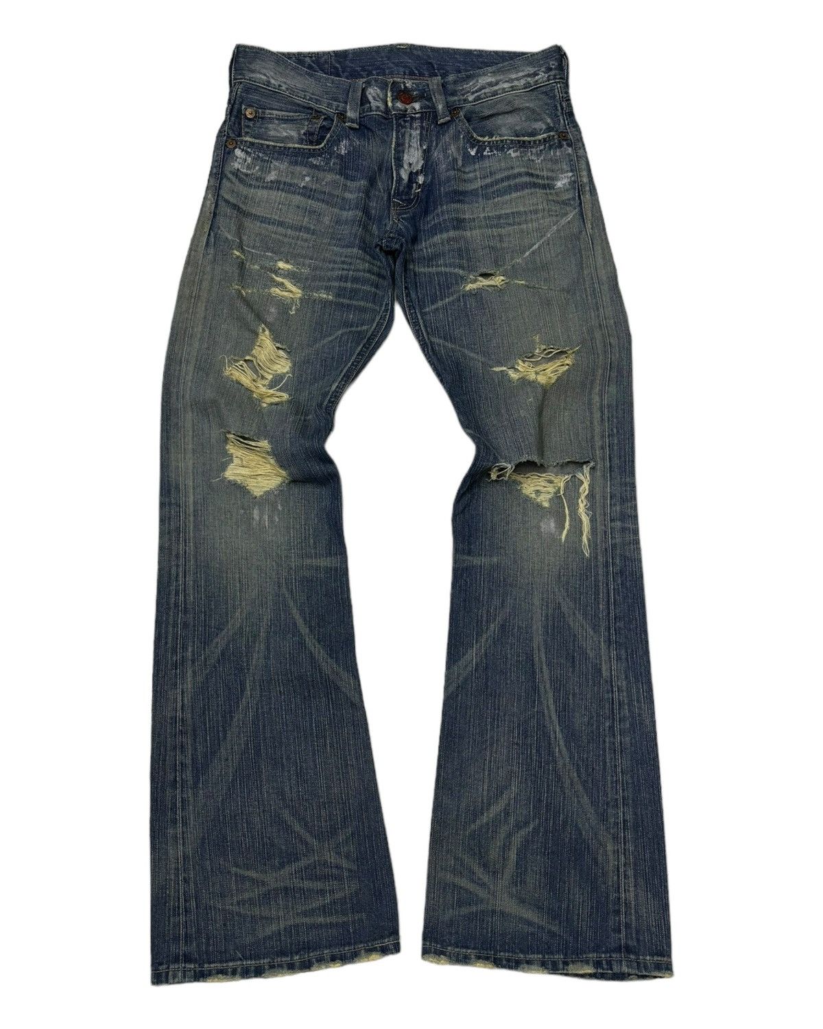 14th Addiction FLARED🔥VINTAGE EDWIN 503 FLARE DISTRESSED DENIM JEANS Size US 32 / EU 48 - 10 Thumbnail