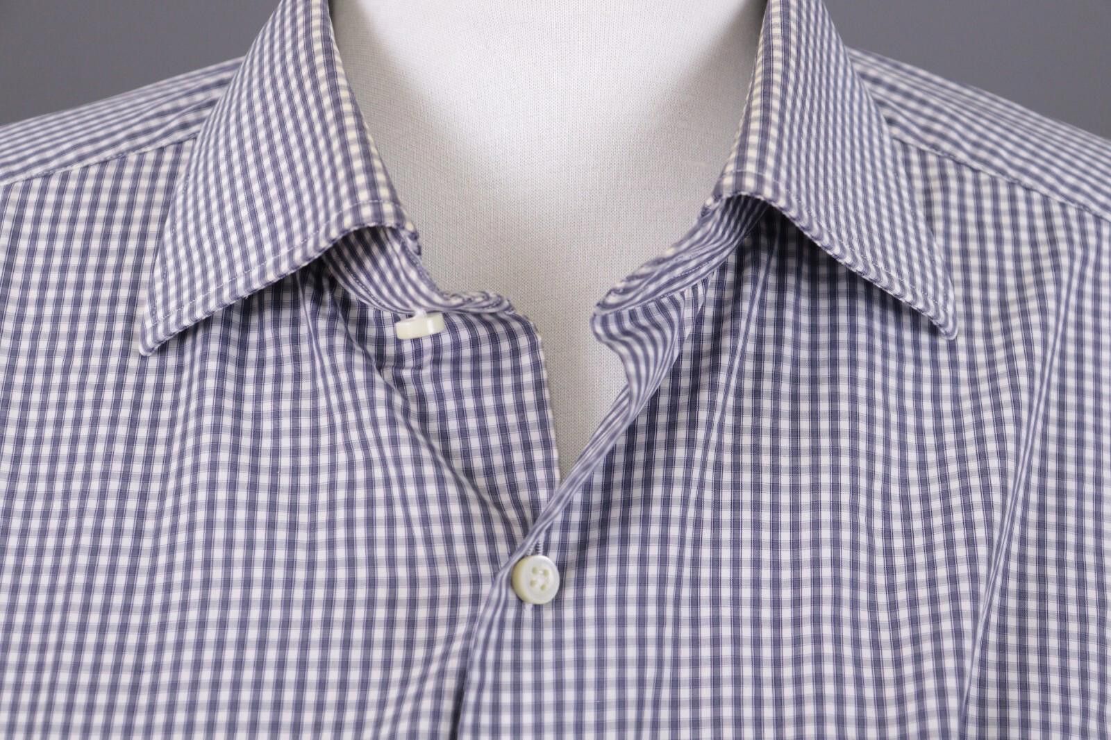 Luigi Borrelli Giampaolo Blue Check Button Down Shirt Size 40 / 15 3/4 Size US M / EU 48-50 / 2 - 4 Thumbnail