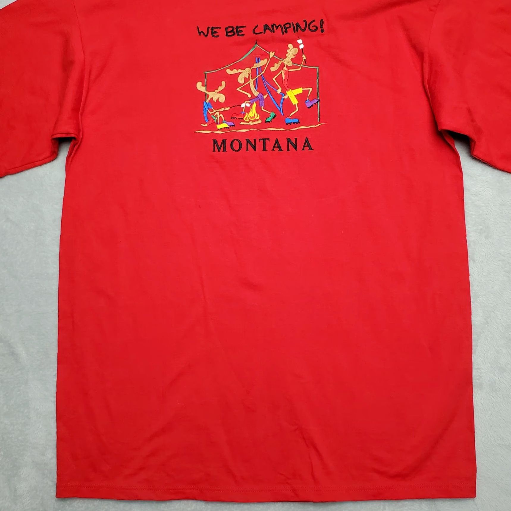 Vintage VINTAGE Montana Shirt Mens XL Red Camping Embroidery USA Casual TEE Size US XL / EU 56 / 4 - 3 Thumbnail