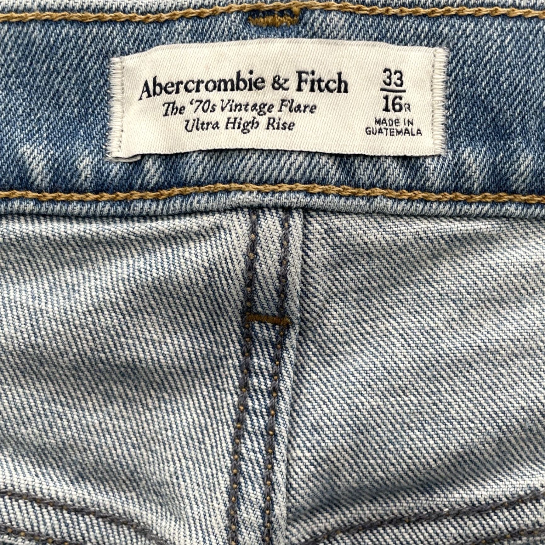Abercrombie & Fitch VINTAGE Abercrombie & Fitch Vintage 70s Flare Jeans Women's 16 Western Y2 Cowboy Cowgirl Rodeo Blue Denim 5-Pocket Slim Fit Adult Womens jeans Size 38" / US 16 / IT 52 - 7 Thumbnail