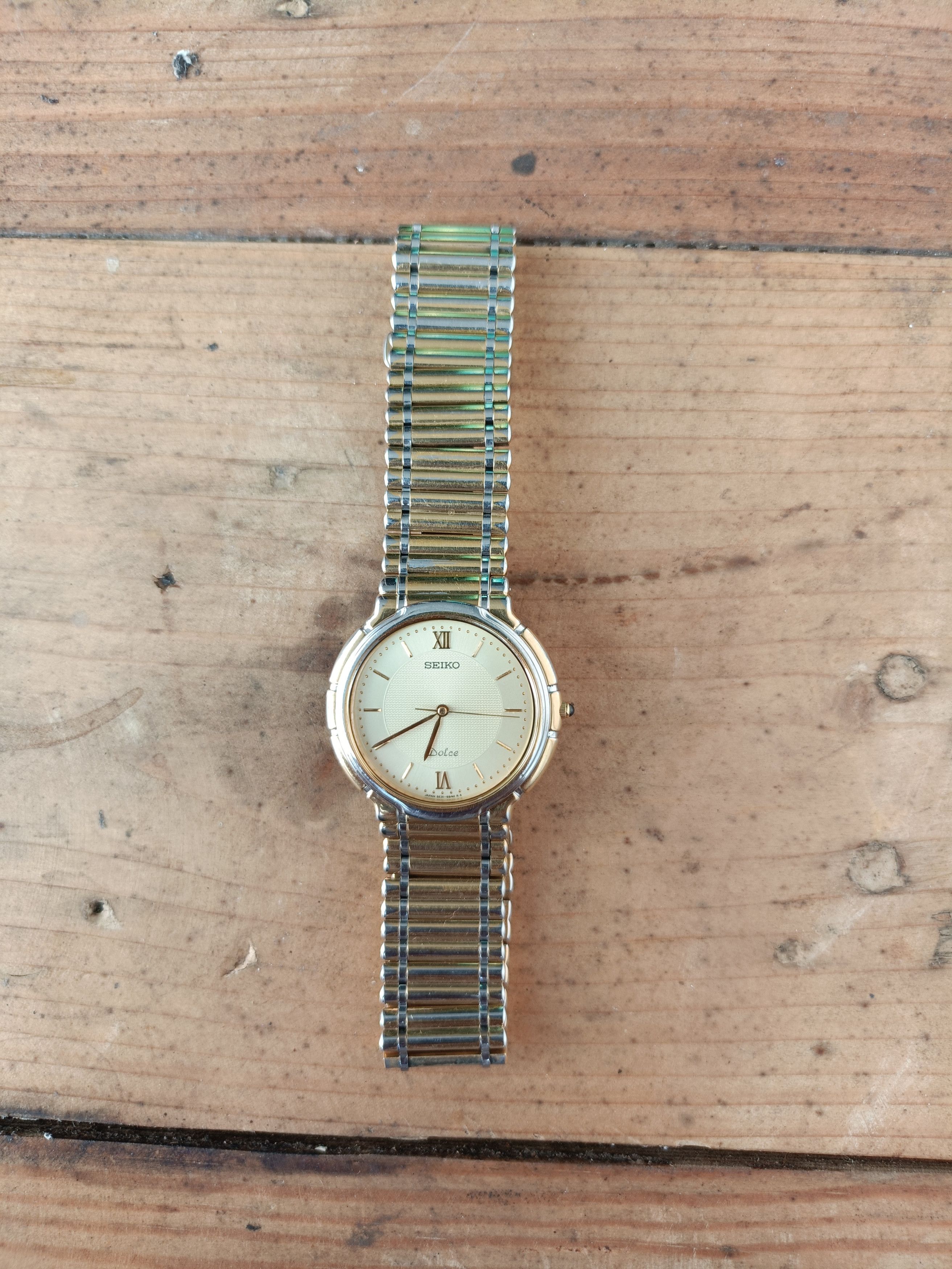 Seiko × Vintage Vintage Seiko dolce bamboo 5e31-6b50 two tone watch Size ONE SIZE - 2 Thumbnail