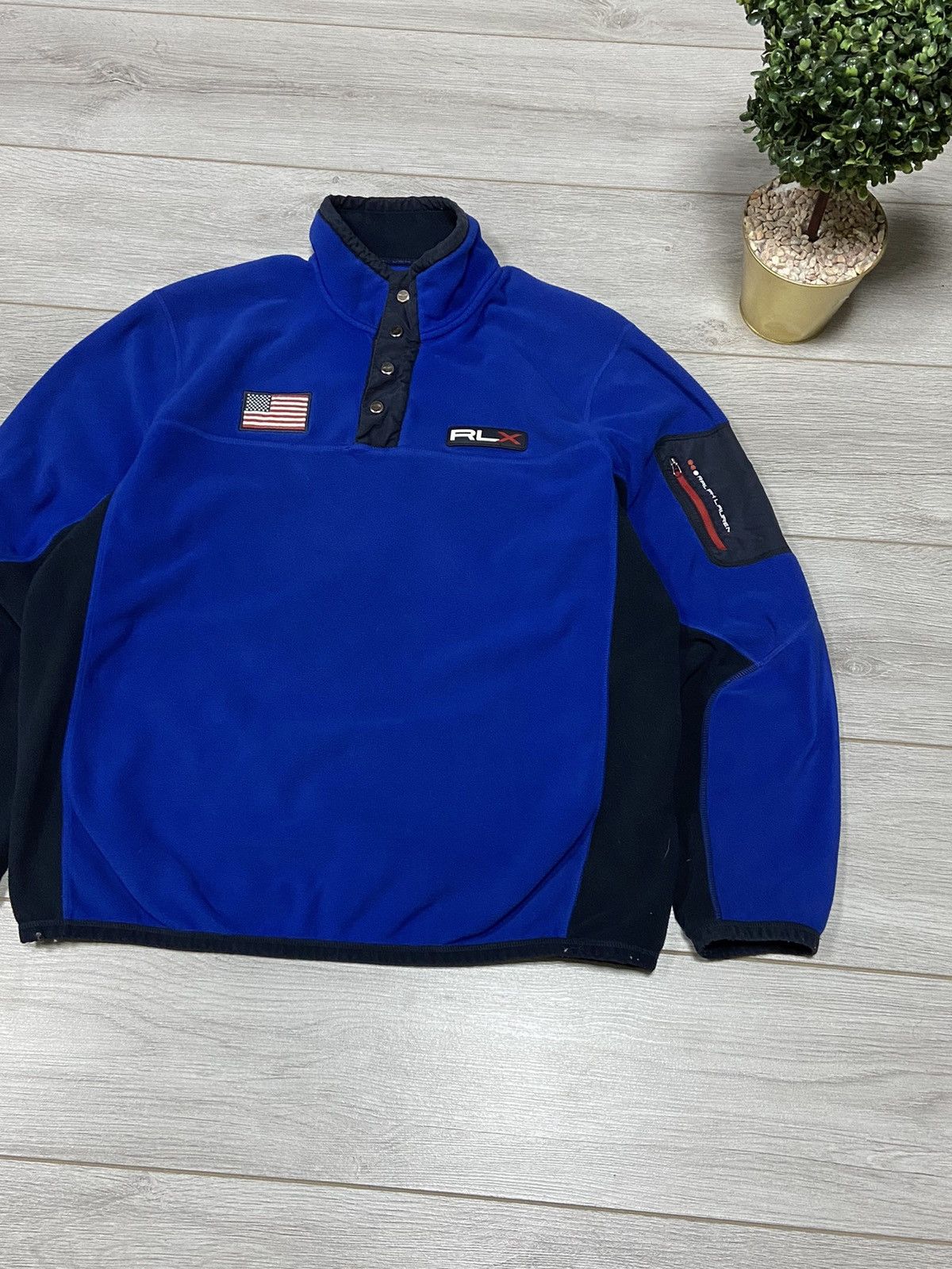 Vintage POLO RLX Ralph USA 🇺🇸 flag Lauren vintage fleece 1/4 Size US L / EU 52-54 / 3 - 2 Thumbnail