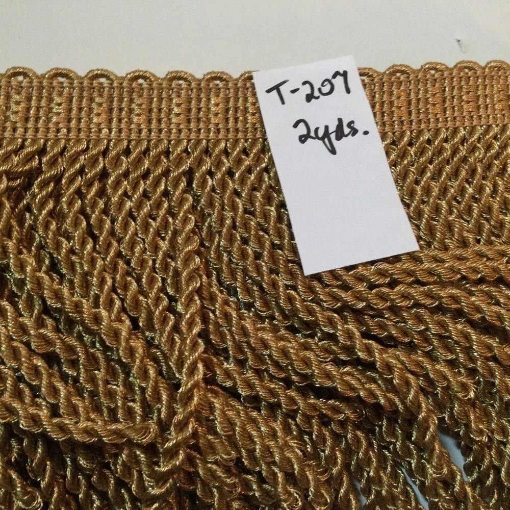 Designer Wide Gold Metallic Bullion Fringe - 2 Yards Size ONE SIZE - 3 Thumbnail