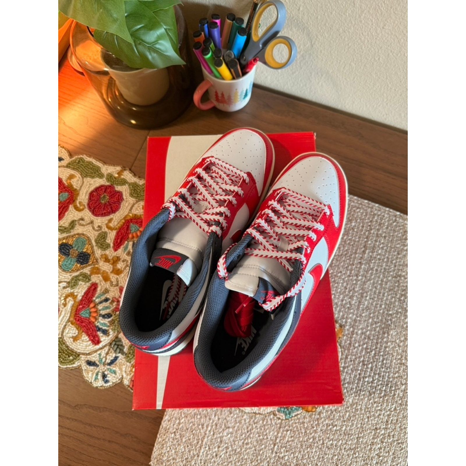 Nike Nike Dunk Low Boston Red Sox White University Red Navy Blue Size US 9 / EU 42 - 5 Thumbnail