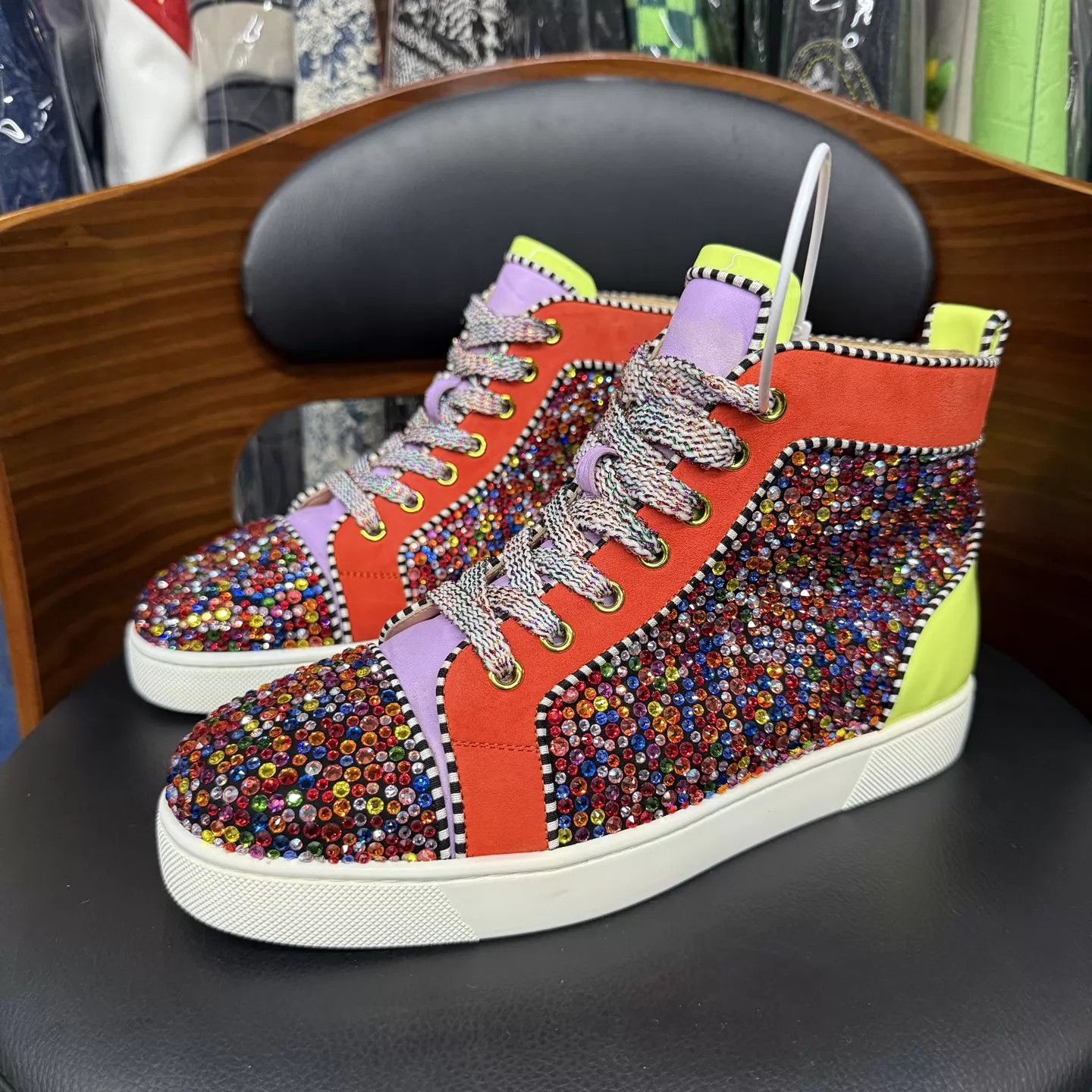 Christian Louboutin CL Candy-Colored Crystal Red Sole Flat 38.5 2x Worn Size US 8 / IT 38 - 1 Thumbnail