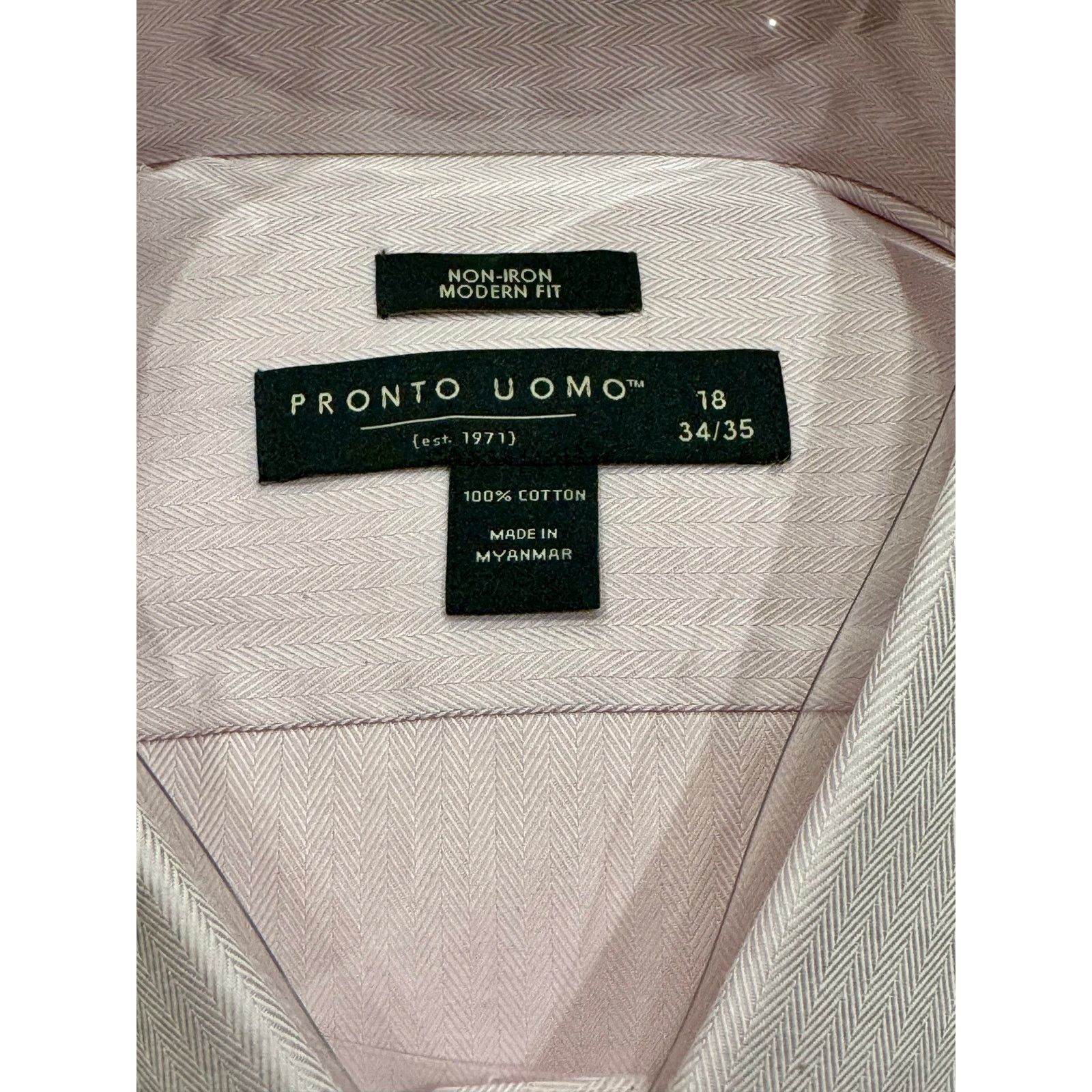 Pronto Uomo Pronto Uomo 18 34/35 Modern Fit Dress Shirt Non Iron NWT Size US XL / EU 56 / 4 - 5 Thumbnail