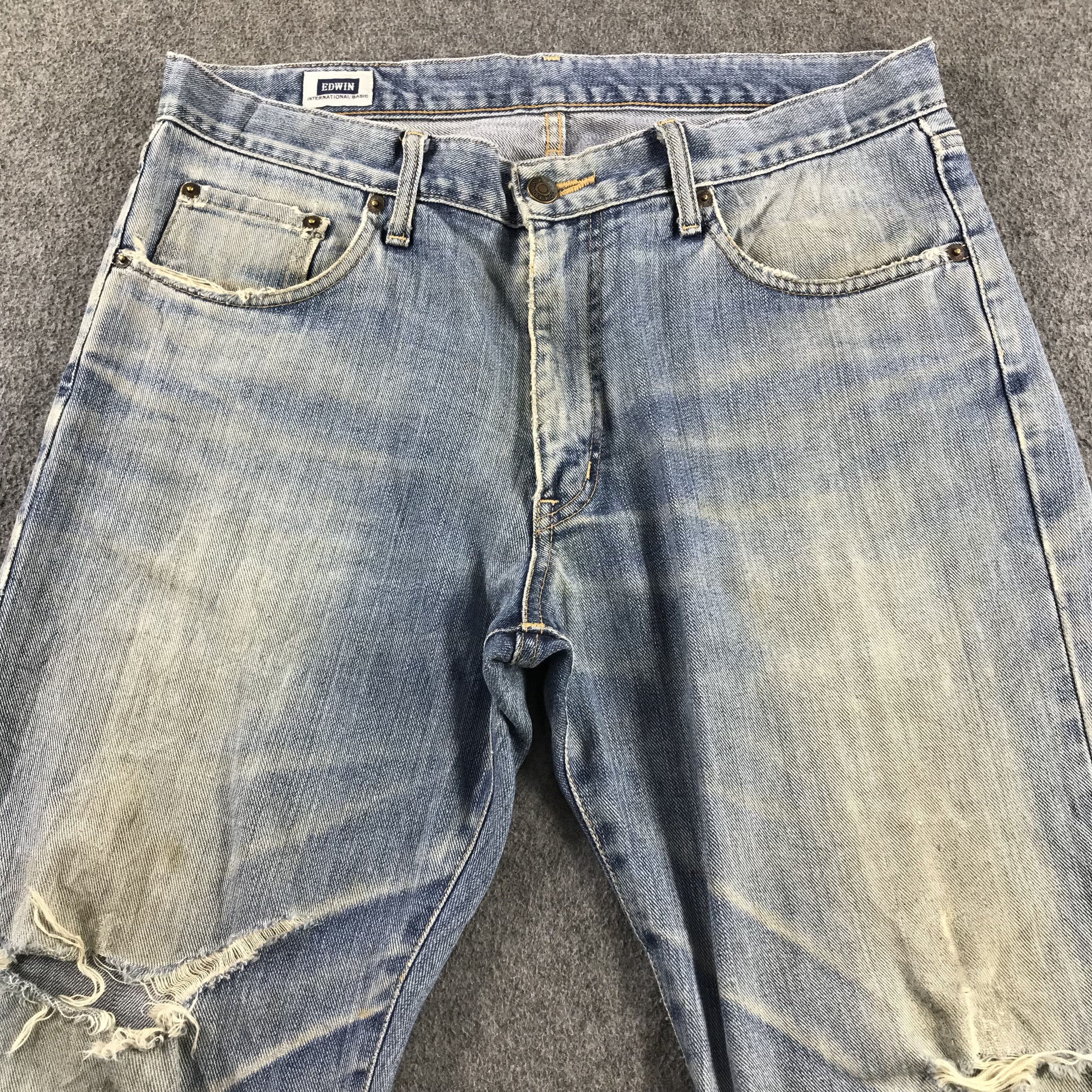Edwin Vintage Edwin Jeans Distress Faded Blue Denim KJ3410 Size US 33 - 3 Thumbnail