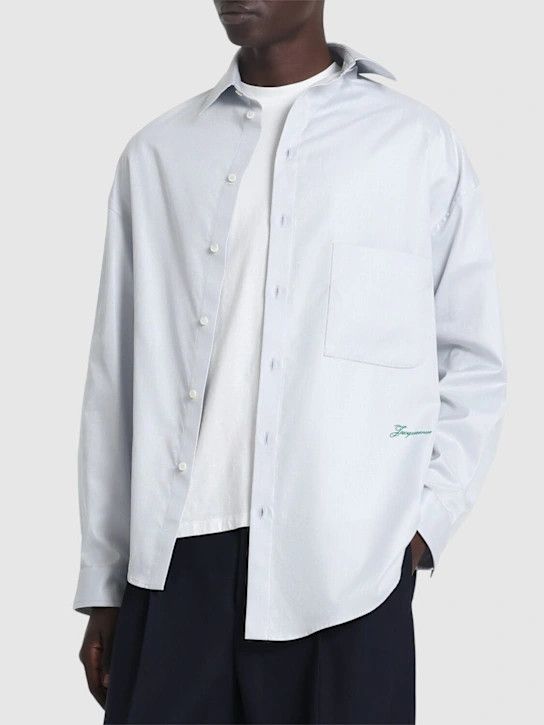 Jacquemus o1lsvrm0425 Chemise Cuadro Cotton Asymmetric in Light Grey Size US M / EU 48-50 / 2 - 4 Thumbnail