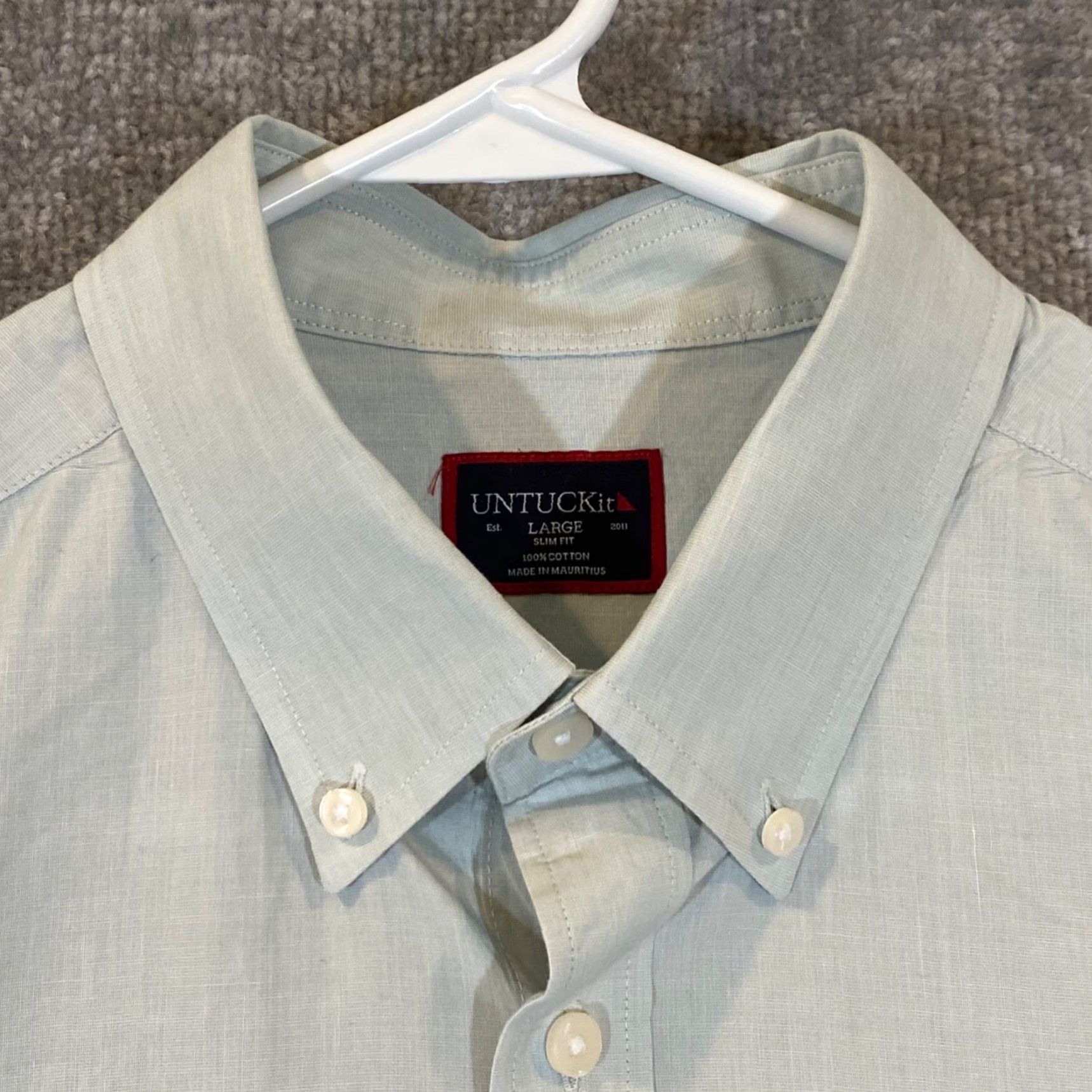 UNTUCKit UNTUCKit Shirt Mens L Slim Light Seafood Green Button-Down Cotton Dress Top L/S Shirt Size US L / EU 52-54 / 3 - 2 Thumbnail
