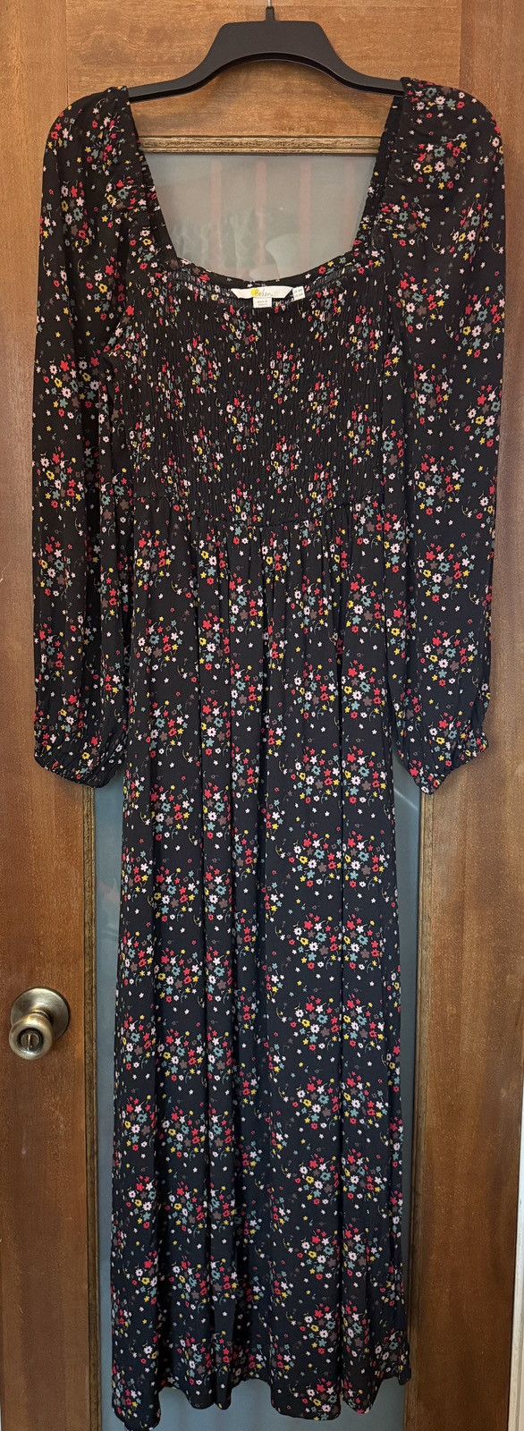Boden Boden Square Neck Smocked Bodice Black Floral Maxi Dress Size S / US 4 / IT 40 - 1 Thumbnail