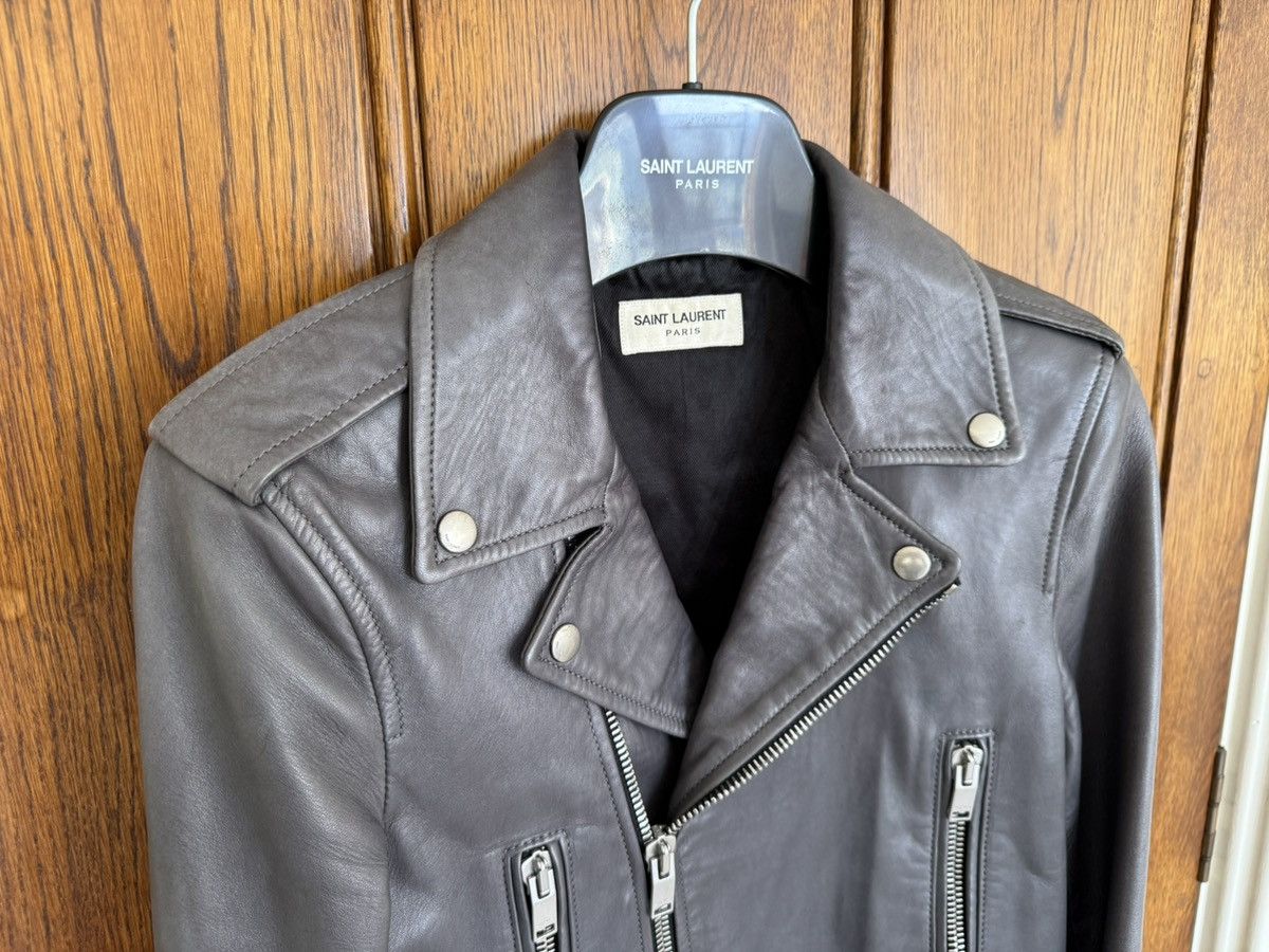 Saint Laurent Paris SS15 Saint Laurent L01 gray biker leather jacket Hedi FR38 Size S / US 4 / IT 40 - 6 Thumbnail