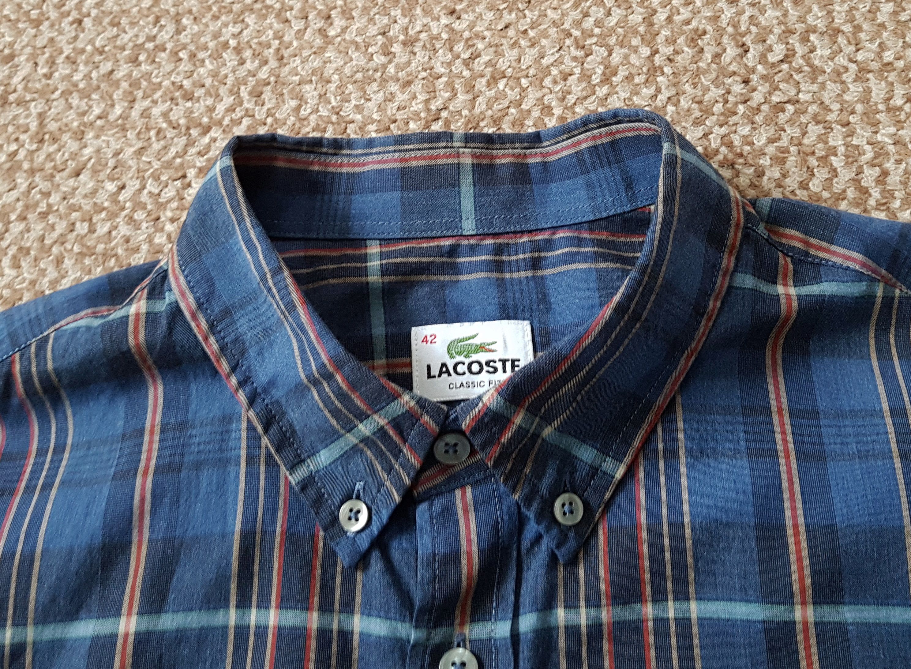 Lacoste Lacoste Button Down Long Sleeve Classic Check Shirt 42 Size US XL / EU 56 / 4 - 5 Thumbnail