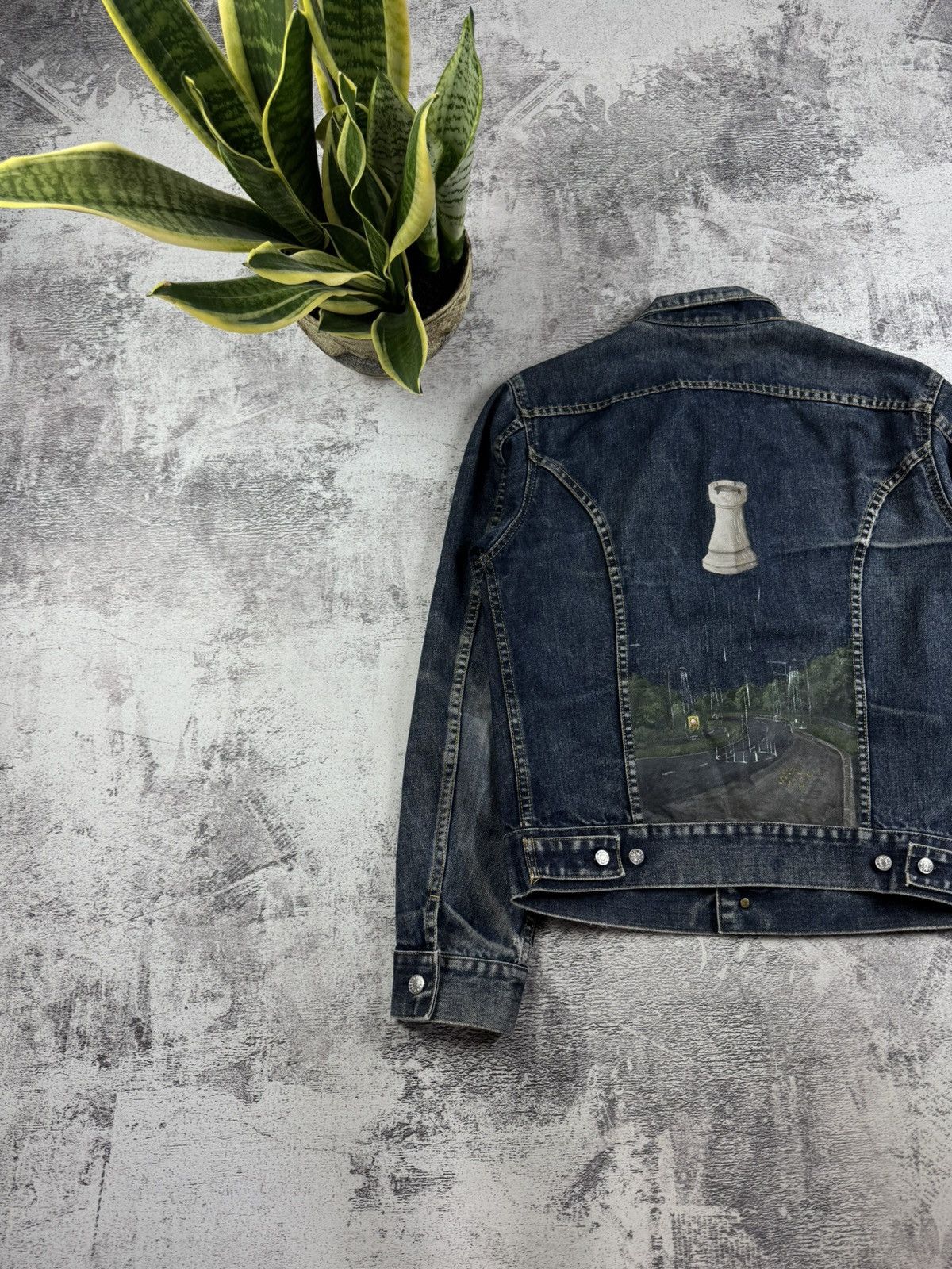 Diesel Diesel Custom 1 of 1 Chess Design Blue Men’s Medium Vintage Denim Jeans Jacket Size US M / EU 48-50 / 2 - 3 Thumbnail