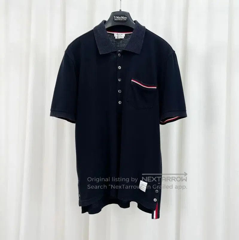 Thom Browne Thom Browne Summer Navy Cotton Striped Polo . Size US M / EU 48-50 / 2 - 1 Thumbnail