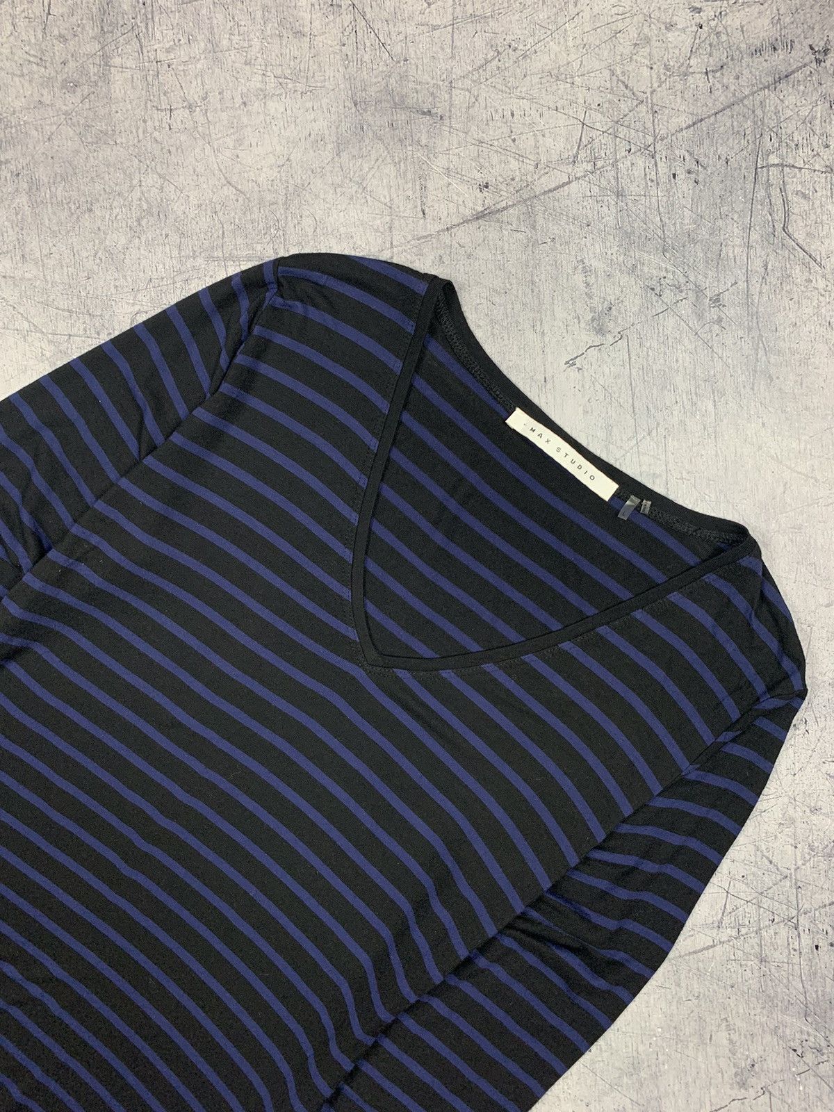 Max Mara Designer Max Studio Striped Long Sleeve T-Shirt Size L Blue Size L / US 10 / IT 46 - 2 Thumbnail