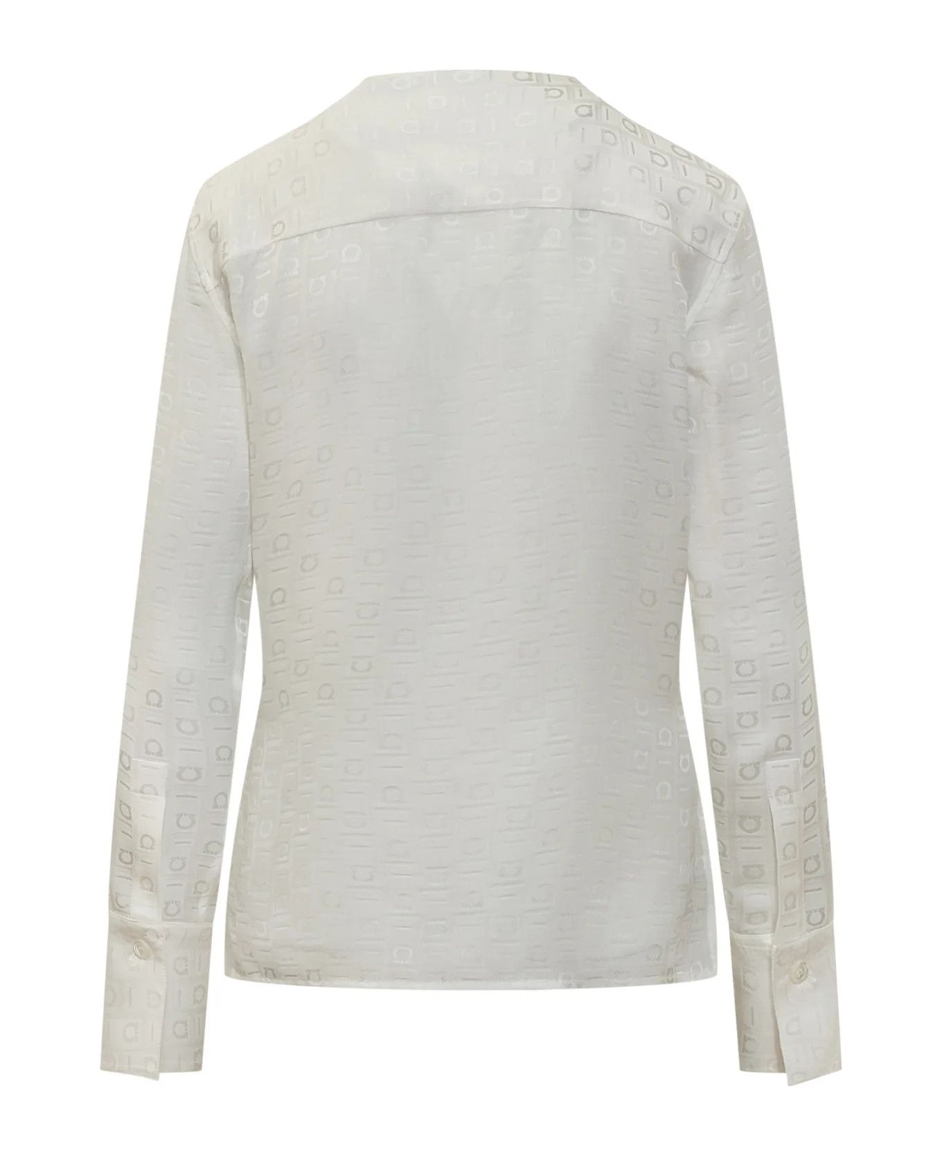 Salvatore Ferragamo o1y0426 Patterned Shirt in Off-White Size M / US 6-8 / IT 42-44 - 2 Thumbnail