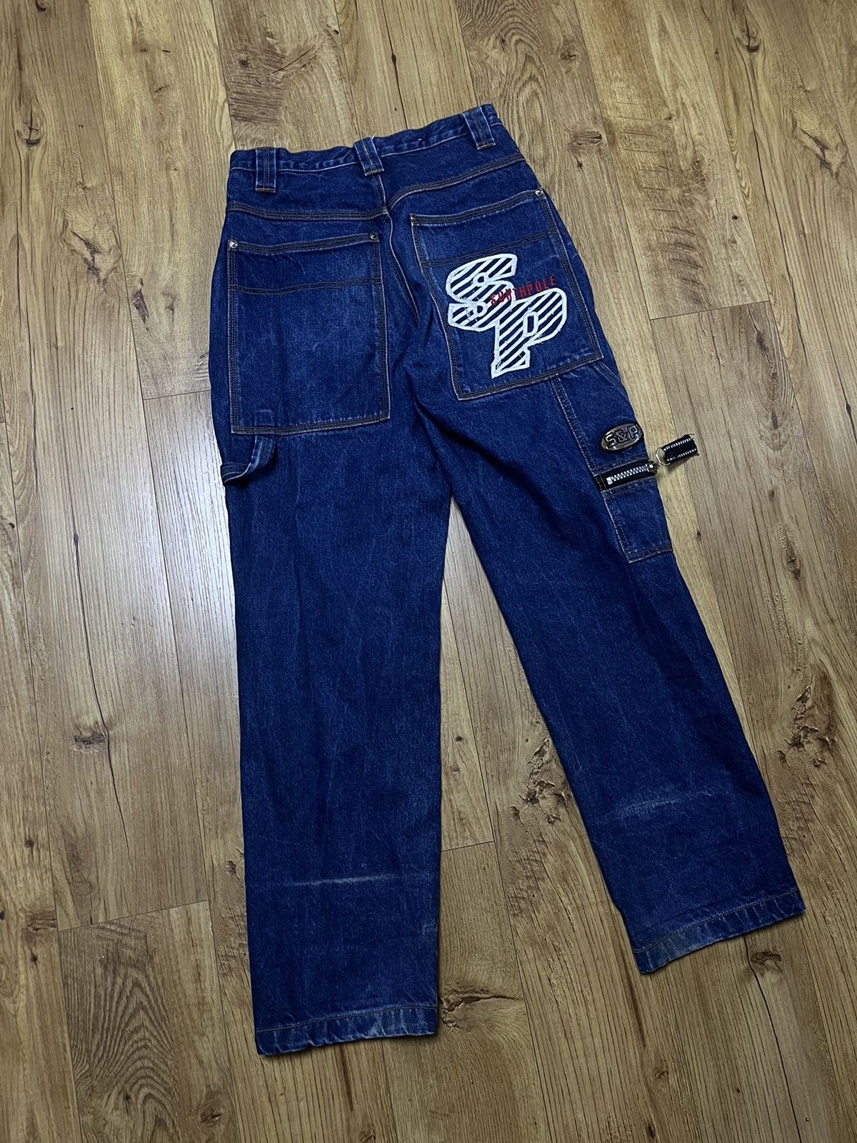 image of Jnco x Shortys Skateboards Crazy Vintage Southpole Baggy Denim Skater Jeans Sk8 in Blue (Size 31)